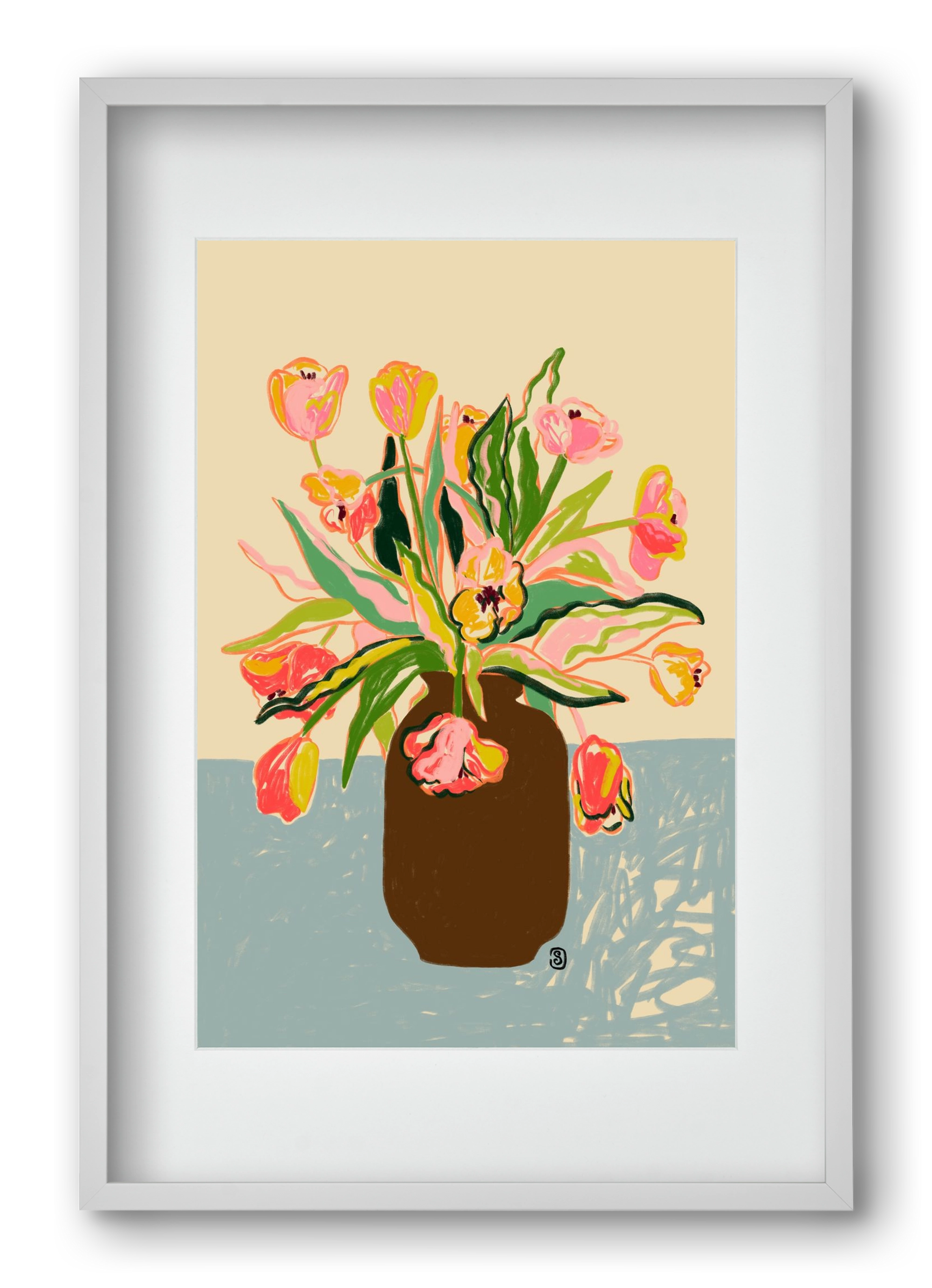 TULIPS, 40x60 cm (30x45 cm), Fehér keret, paszpartuval