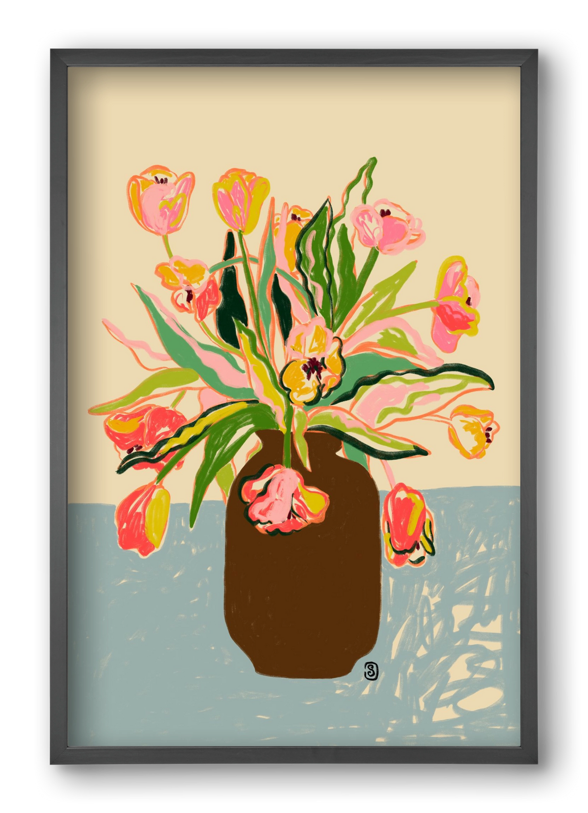 TULIPS, 40x60 cm (40x60 cm), Fekete keret