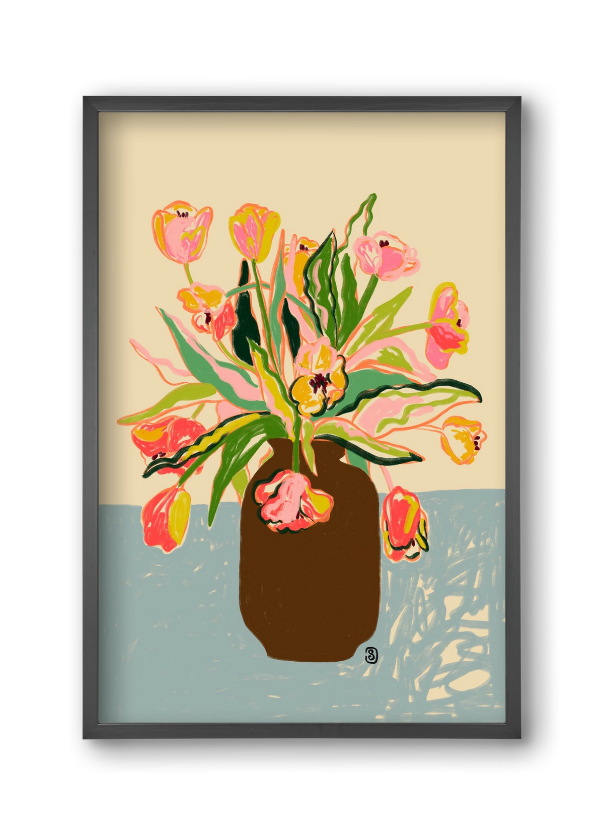 TULIPS, 30x45 cm (30x45 cm), Fekete keret