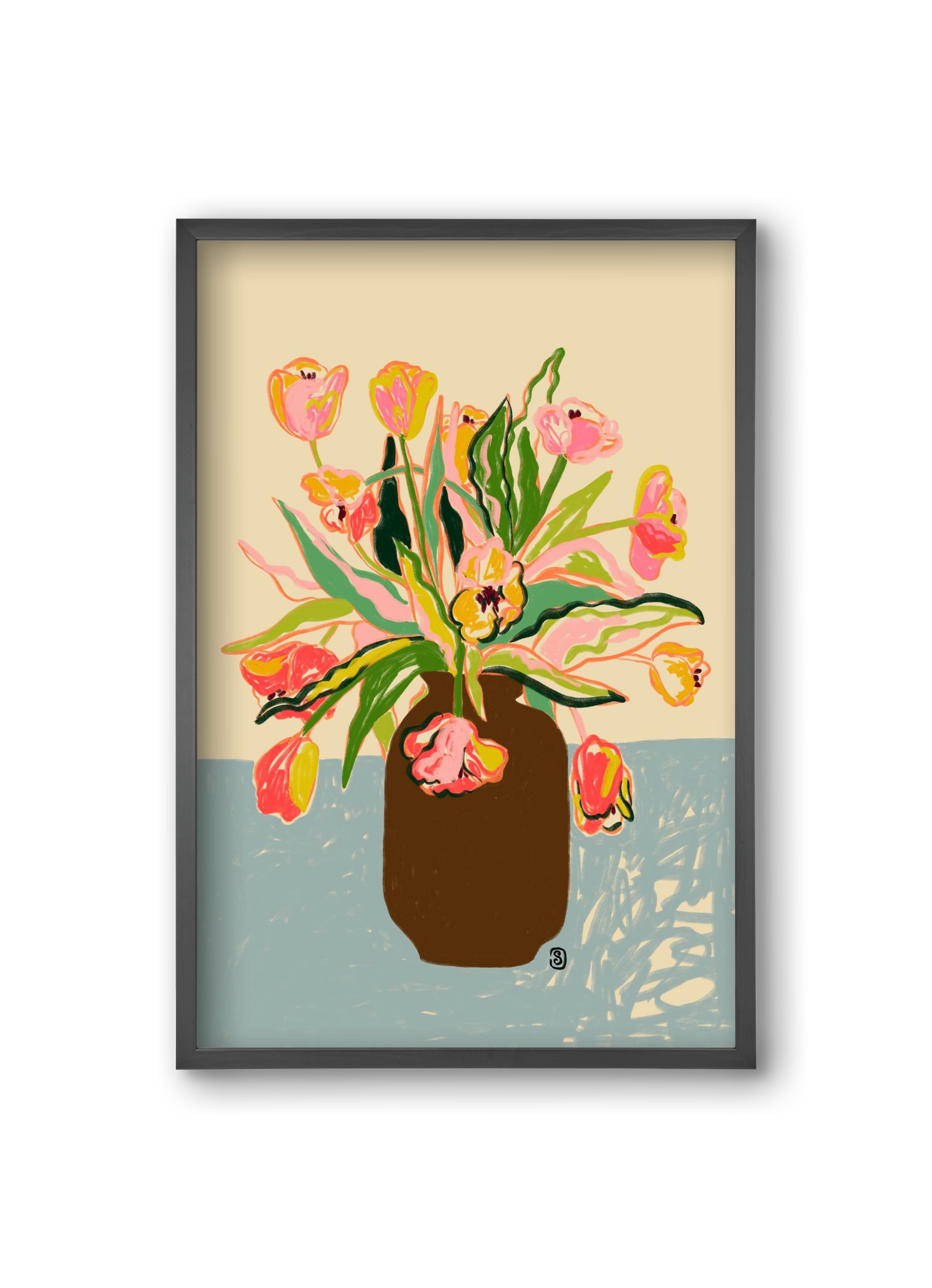 TULIPS, 20x30 cm (20x30 cm), Fekete keret