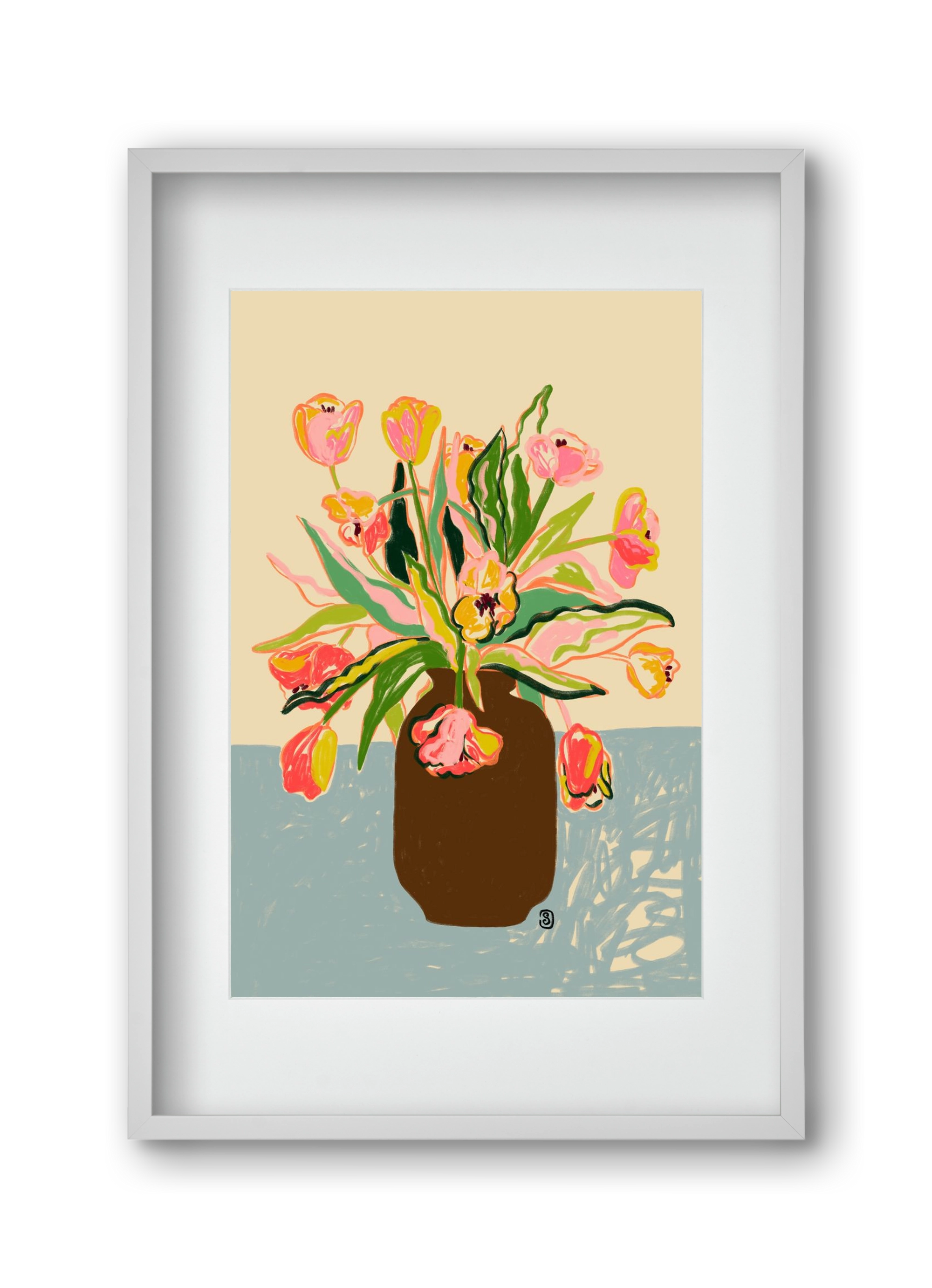 TULIPS, 30x45 cm (20x30 cm), Fehér keret, paszpartuval