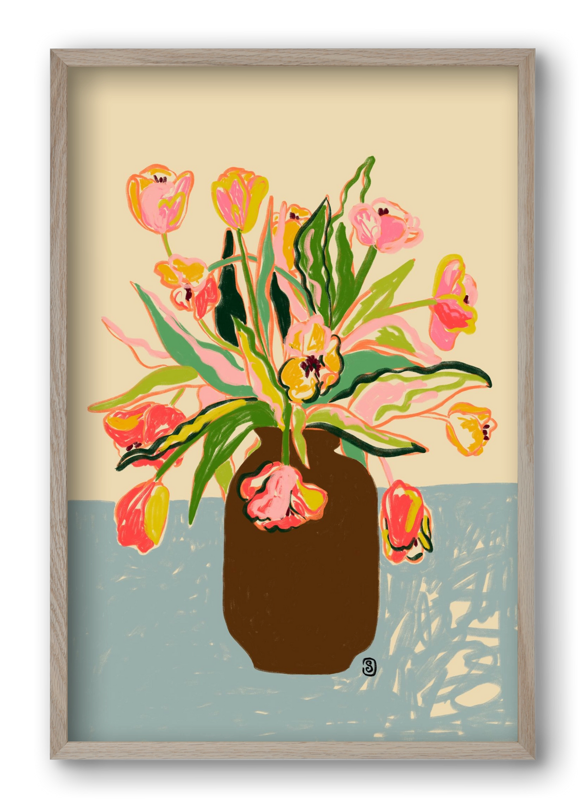 TULIPS, 40x60 cm (40x60 cm), Tölgy keret