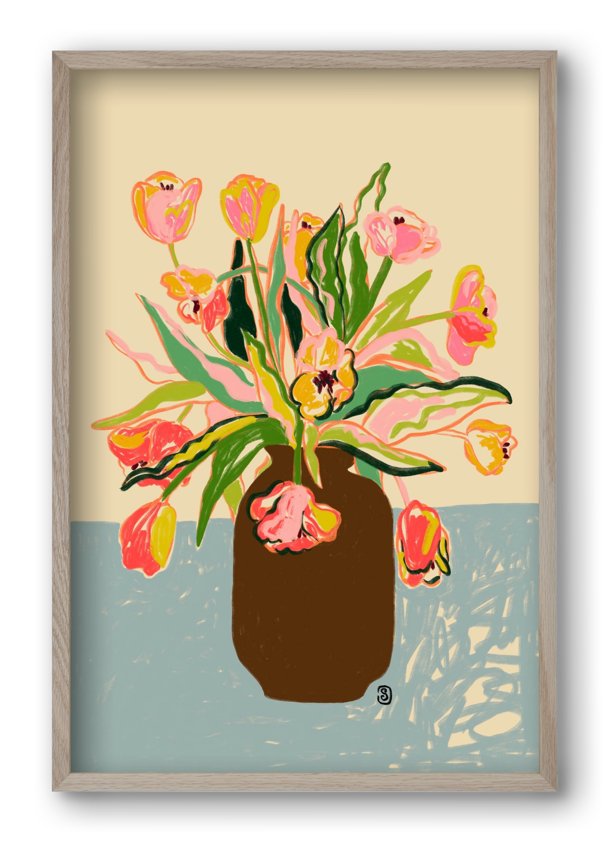 TULIPS, 40x60 cm (40x60 cm), Tölgy keret