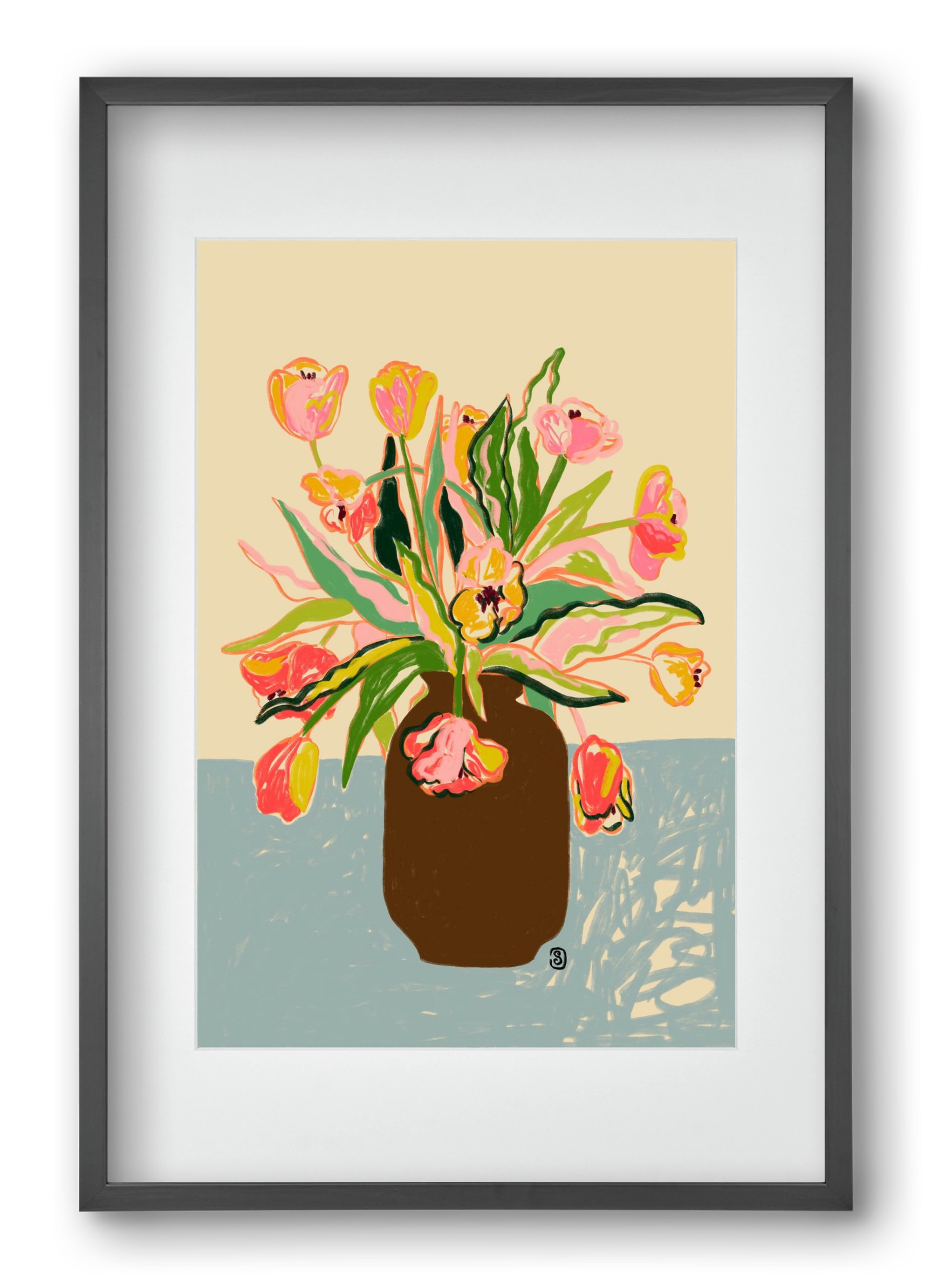 TULIPS, 40x60 cm (30x45 cm), Fekete keret, paszpartuval