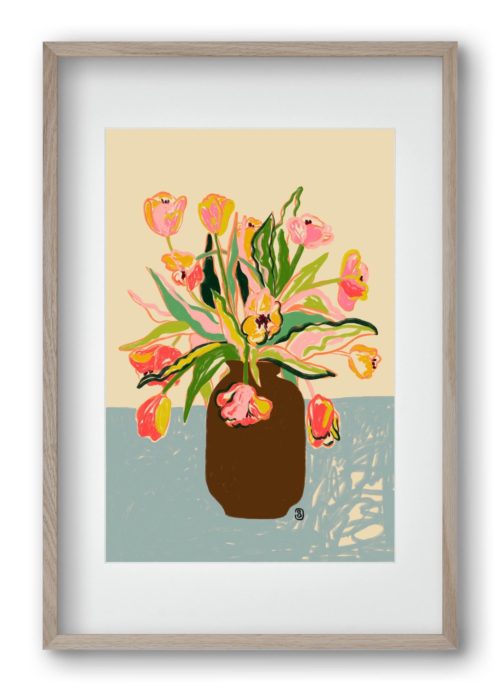 TULIPS, 40x60 cm (30x45 cm), Tölgy keret, paszpartuval