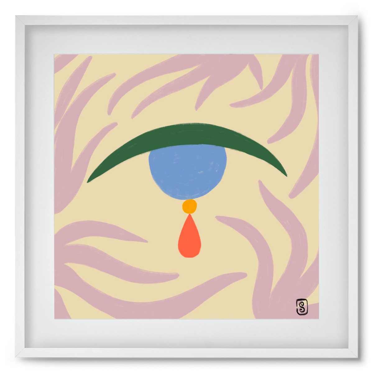 TEARDROP, 50x50 cm (40x40 cm), Fehér keret, paszpartuval
