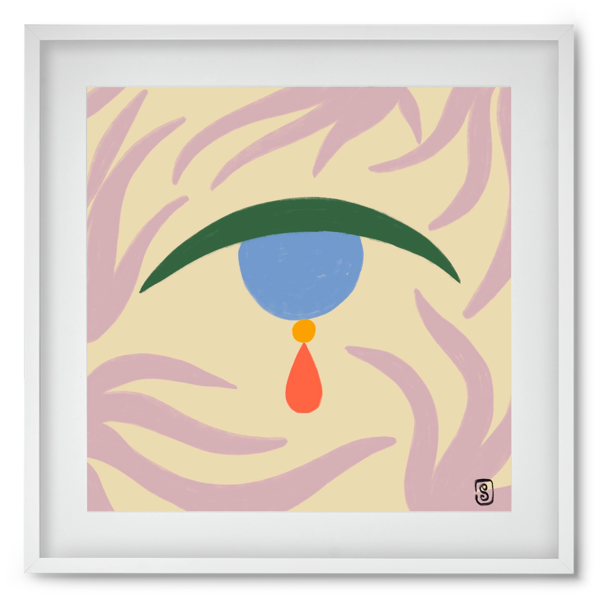 TEARDROP, 50x50 cm (40x40 cm), Fehér keret, paszpartuval