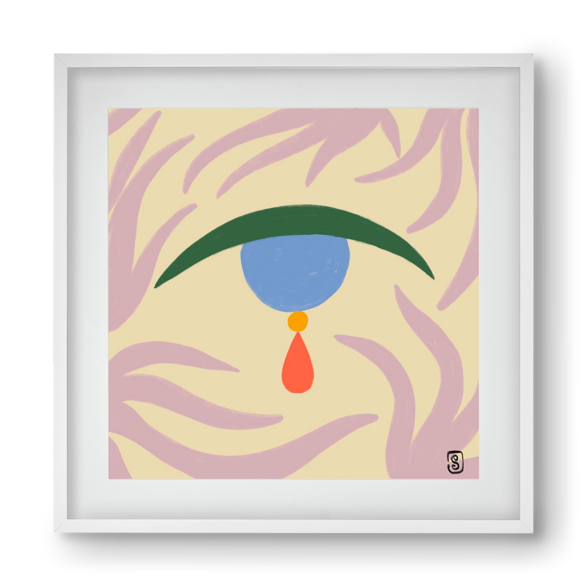 TEARDROP, 40x40 cm (30x30 cm), Fehér keret, paszpartuval