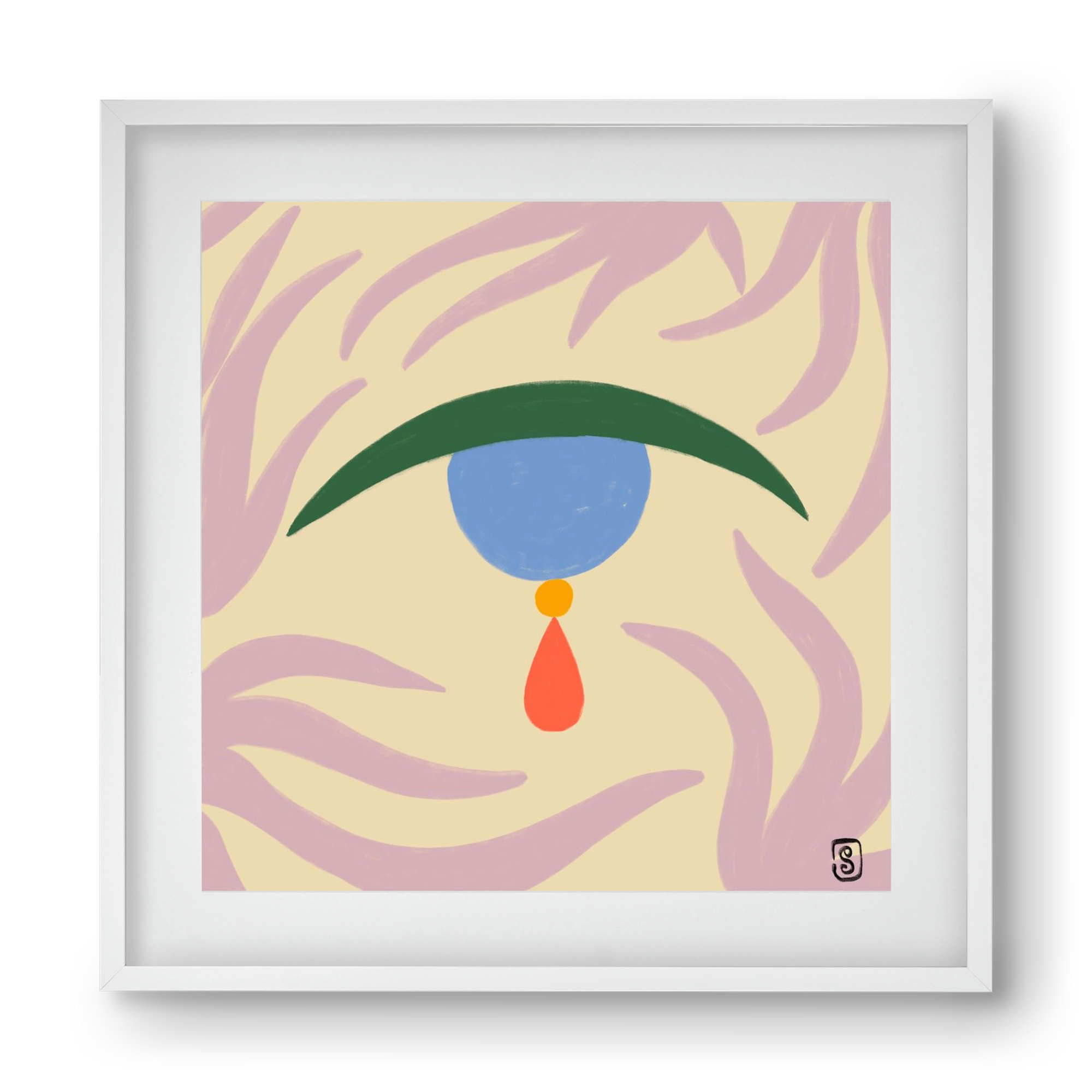 TEARDROP, 40x40 cm (30x30 cm), Fehér keret, paszpartuval