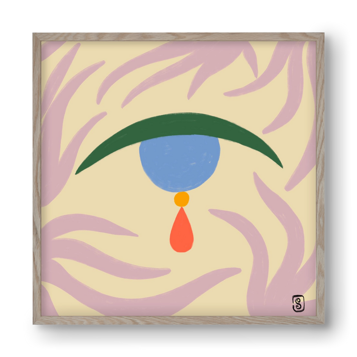 TEARDROP, 40x40 cm (40x40 cm), Tölgy keret