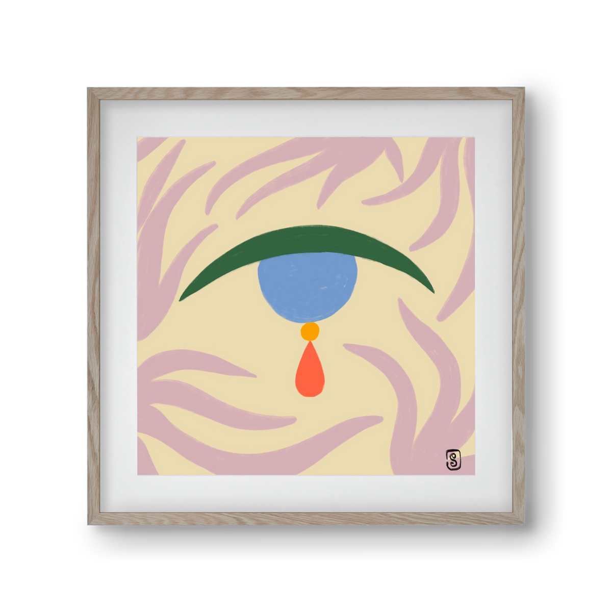 TEARDROP, 30x30 cm (20x20 cm), Tölgy keret, paszpartuval
