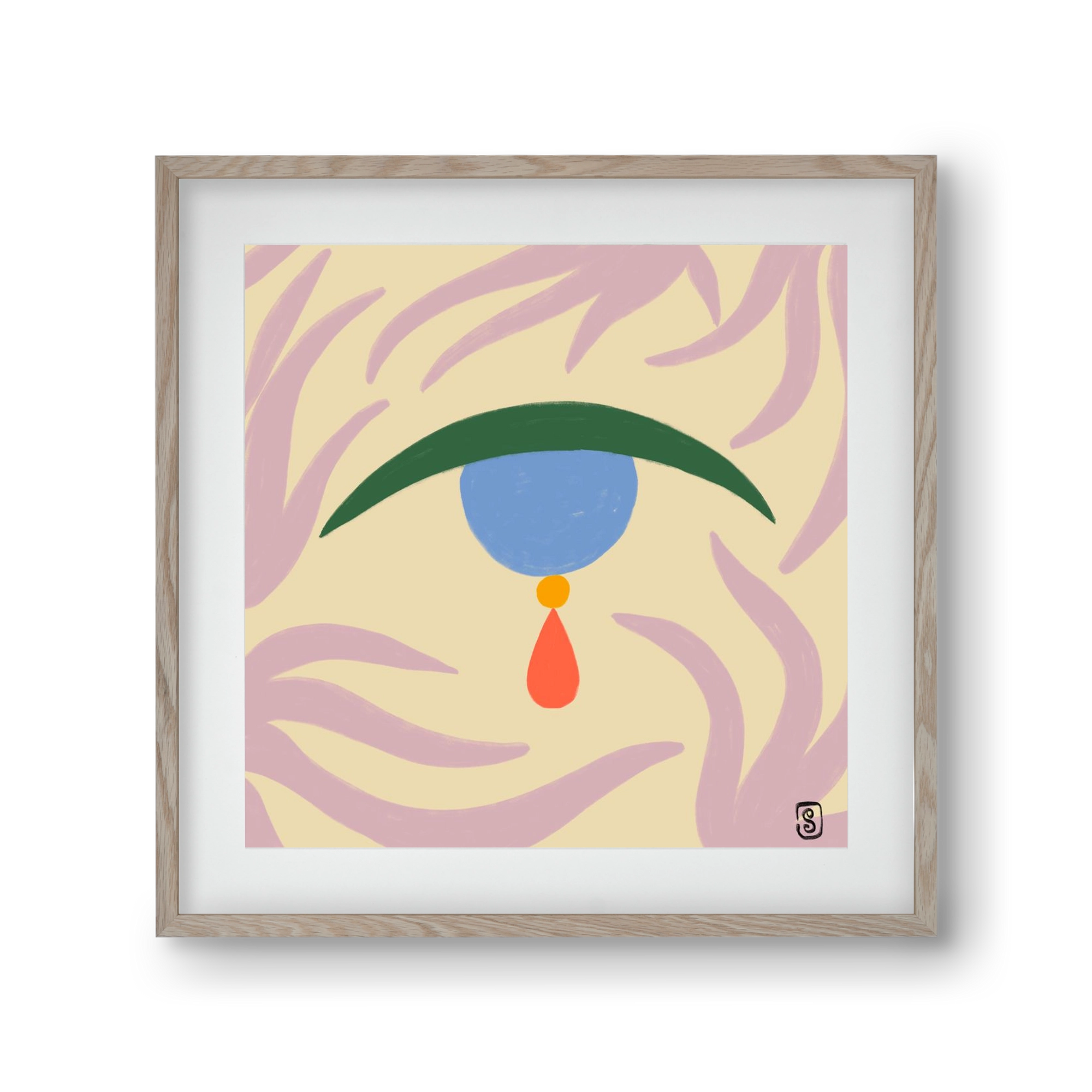 TEARDROP, 30x30 cm (20x20 cm), Tölgy keret, paszpartuval