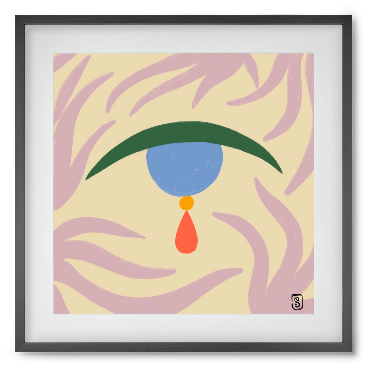 TEARDROP, 50x50 cm (40x40 cm), Fekete keret, paszpartuval