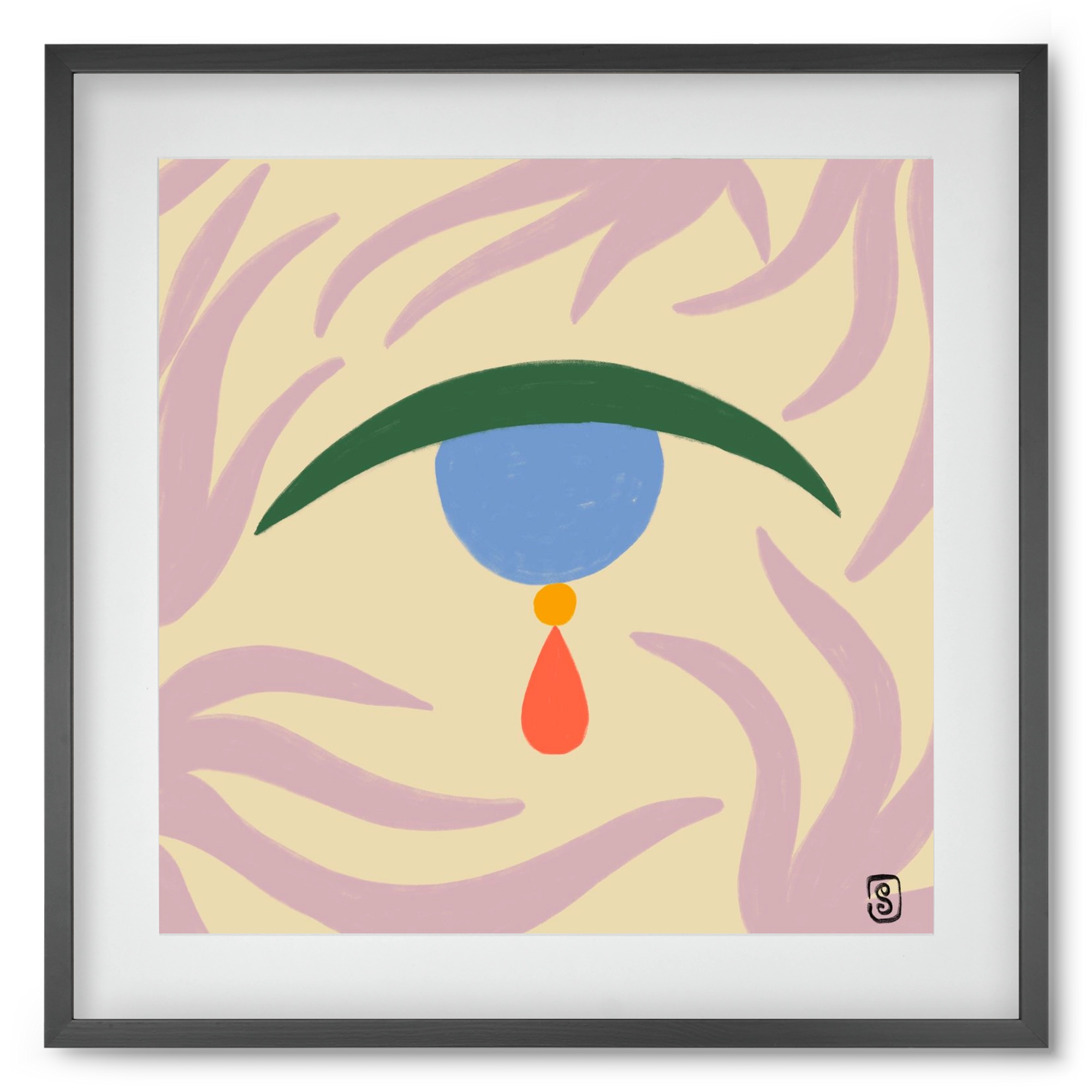 TEARDROP, 50x50 cm (40x40 cm), Fekete keret, paszpartuval