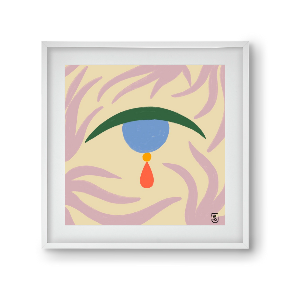 TEARDROP, 30x30 cm (20x20 cm), Fehér keret, paszpartuval
