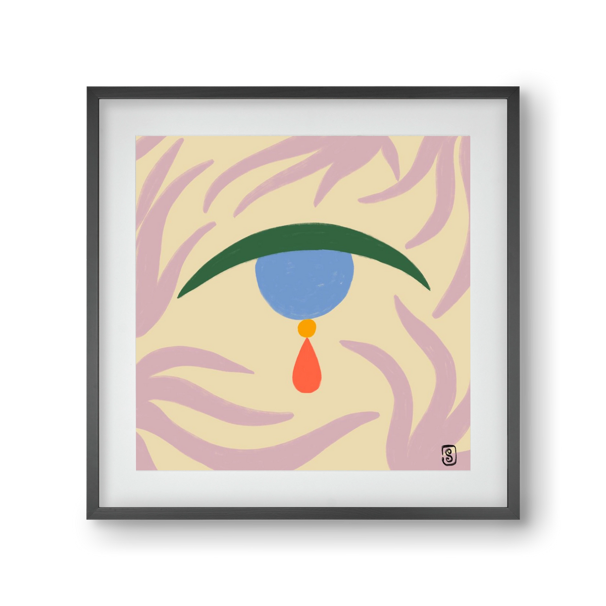 TEARDROP, 30x30 cm (20x20 cm), Fekete keret, paszpartuval