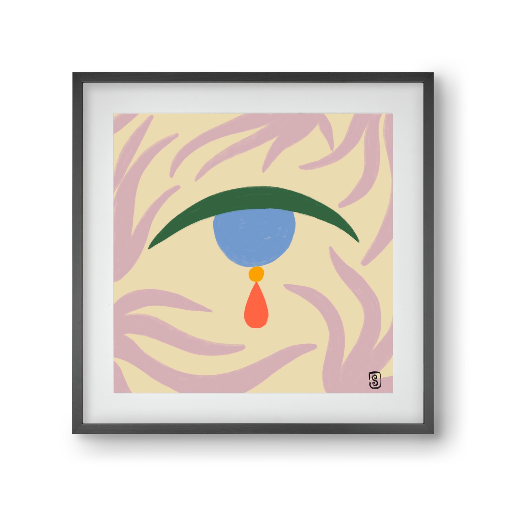 TEARDROP, 30x30 cm (20x20 cm), Fekete keret, paszpartuval