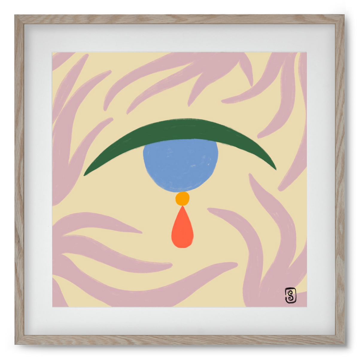 TEARDROP, 50x50 cm (40x40 cm), Tölgy keret, paszpartuval