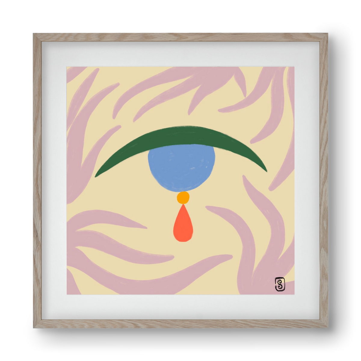 TEARDROP, 40x40 cm (30x30 cm), Tölgy keret, paszpartuval