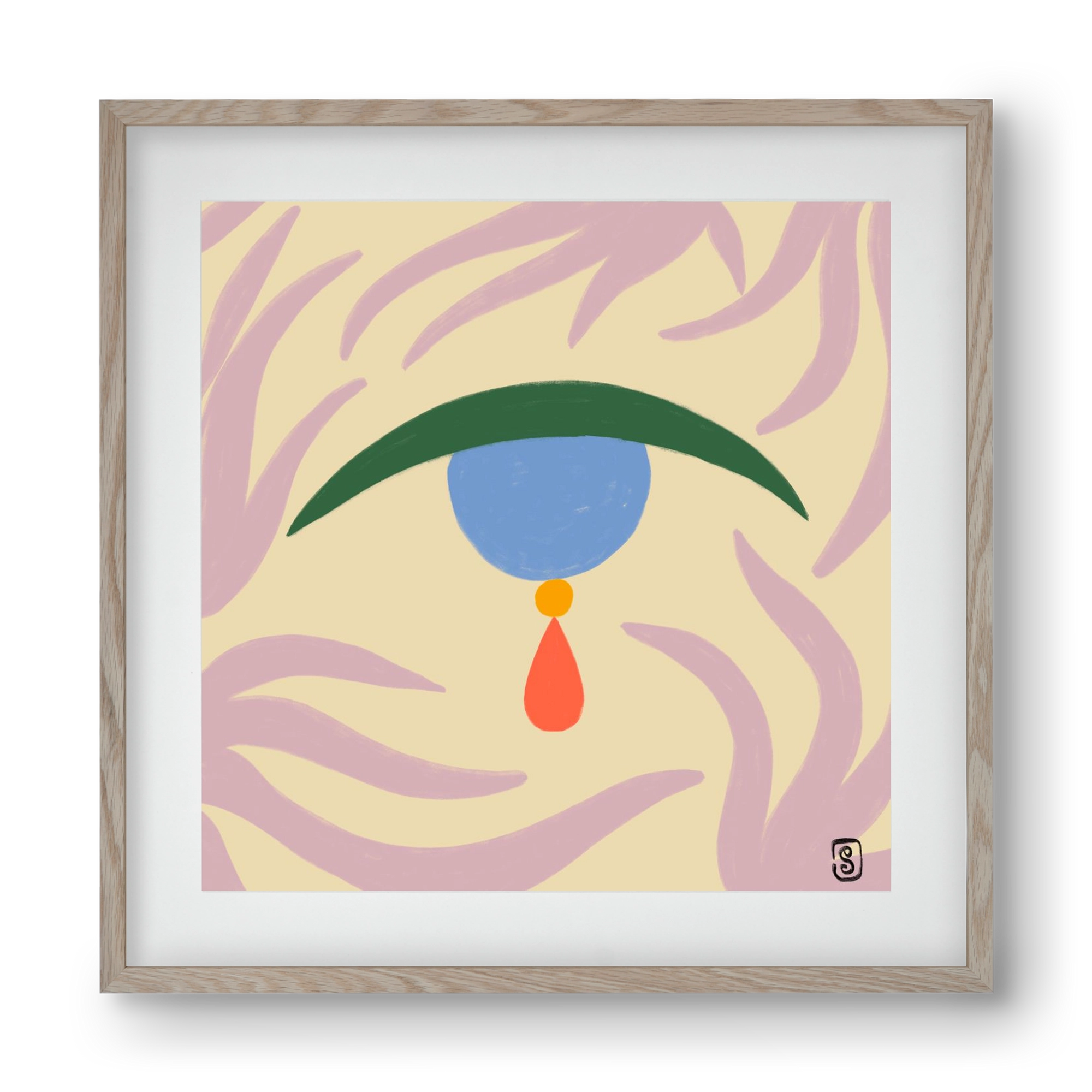 TEARDROP, 40x40 cm (30x30 cm), Tölgy keret, paszpartuval