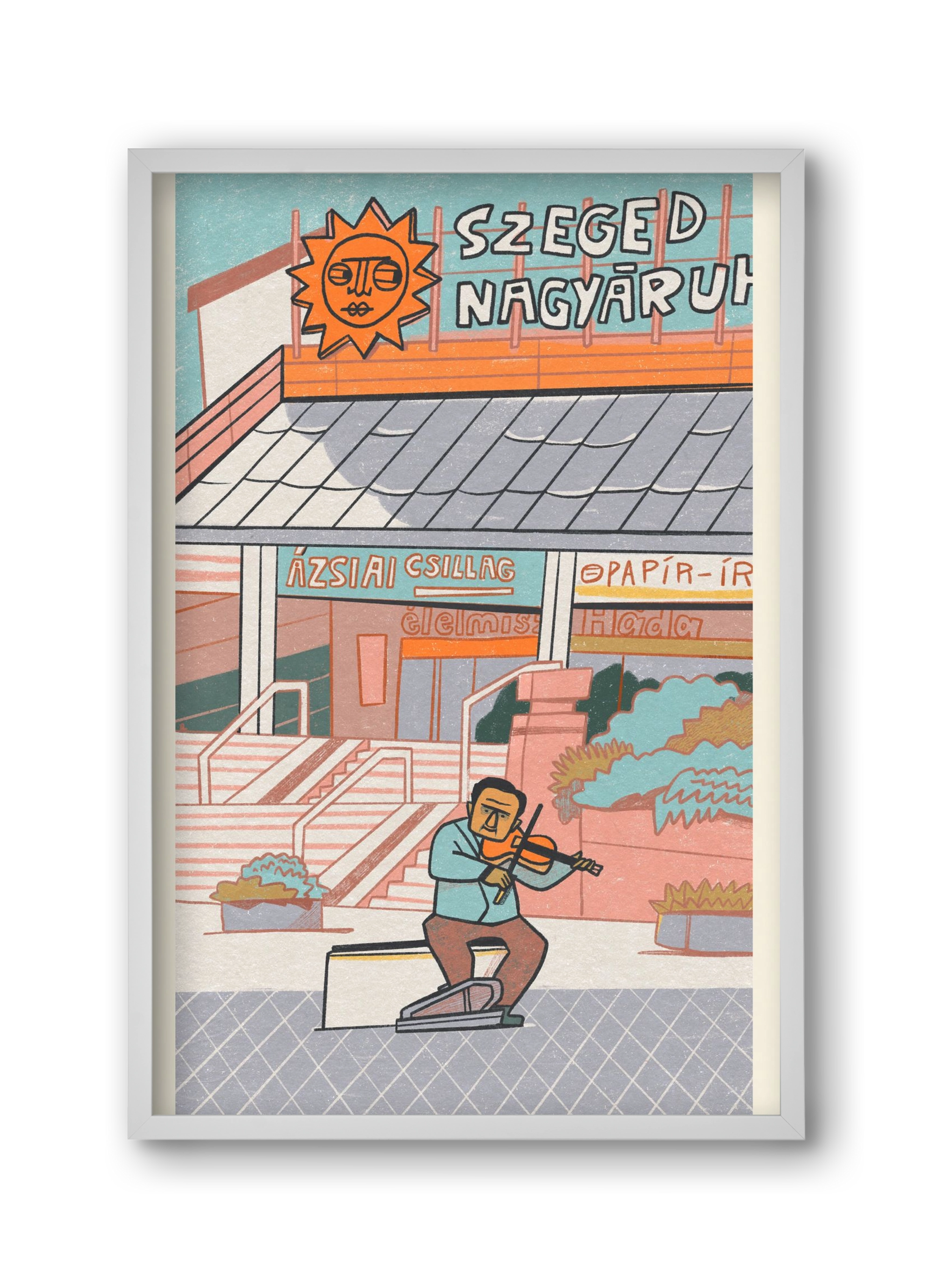 Szeged, 30x45 cm (30x45 cm), Fehér keret