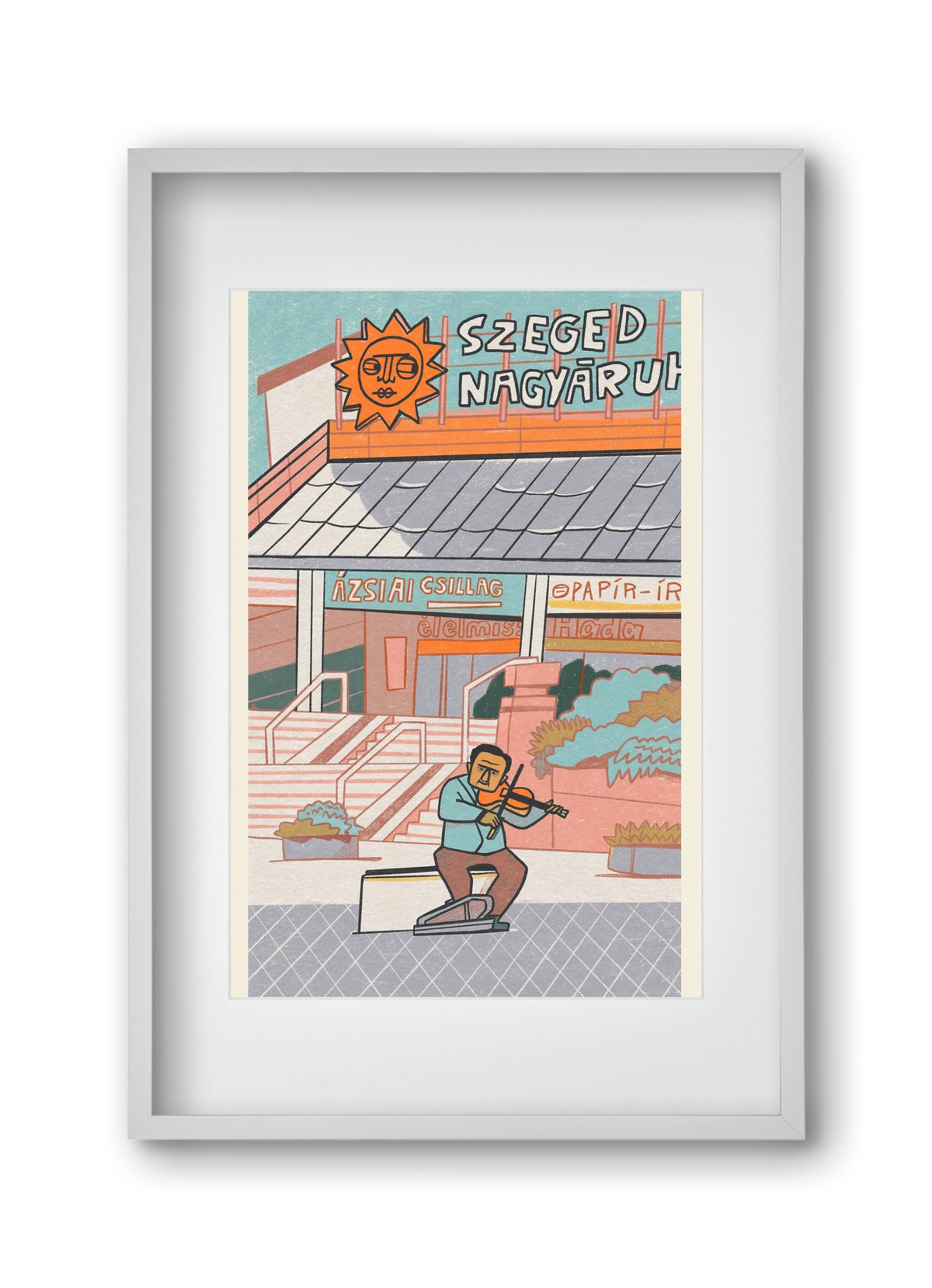 Szeged, 30x45 cm (20x30 cm), Fehér keret, paszpartuval