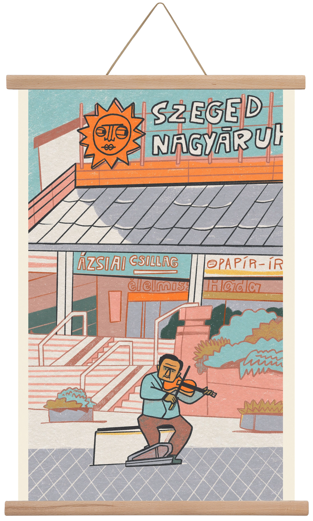 Szeged, 40x60 cm (40x60 cm), Tölgy akasztó