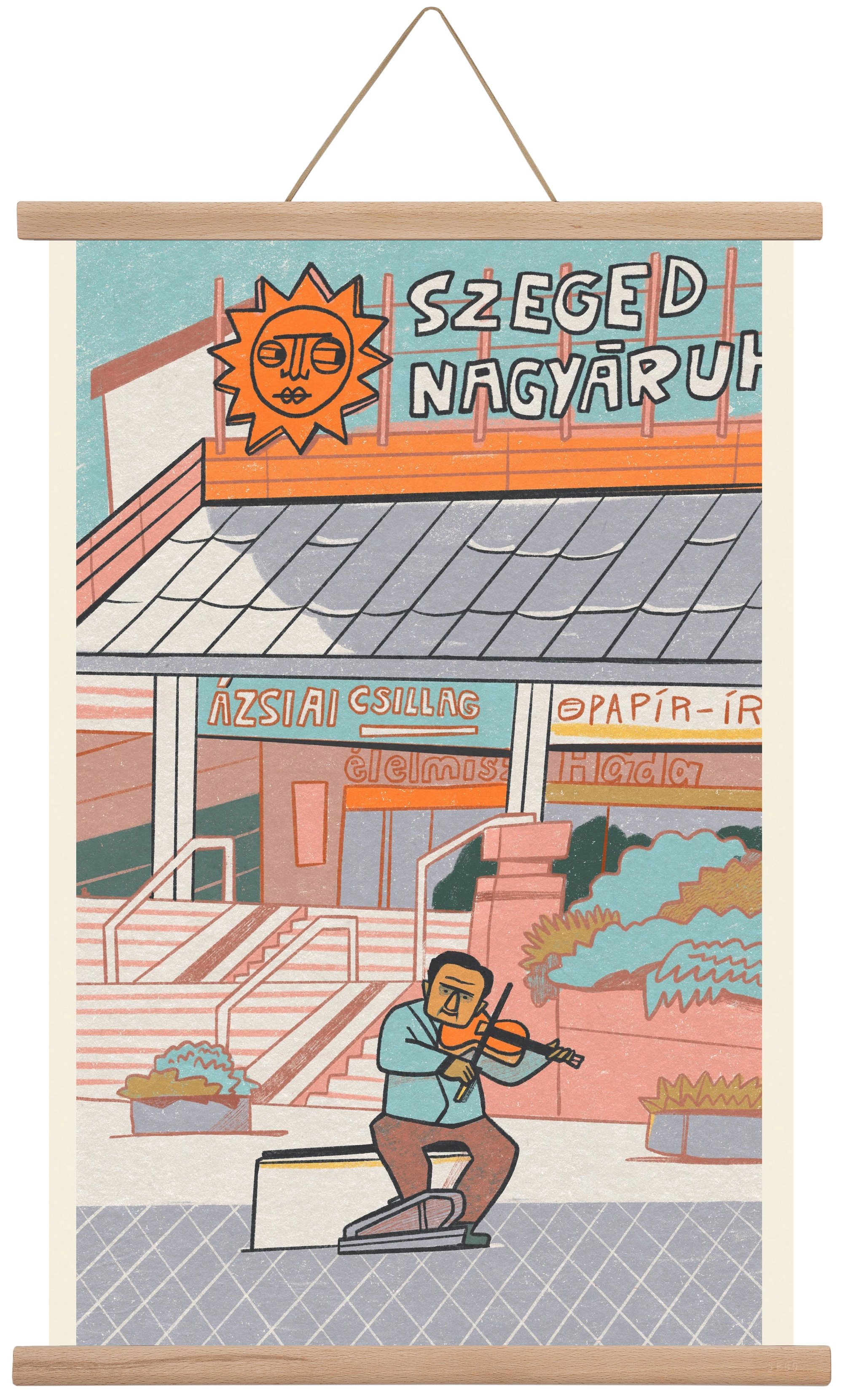 Szeged, 40x60 cm (40x60 cm), Tölgy akasztó