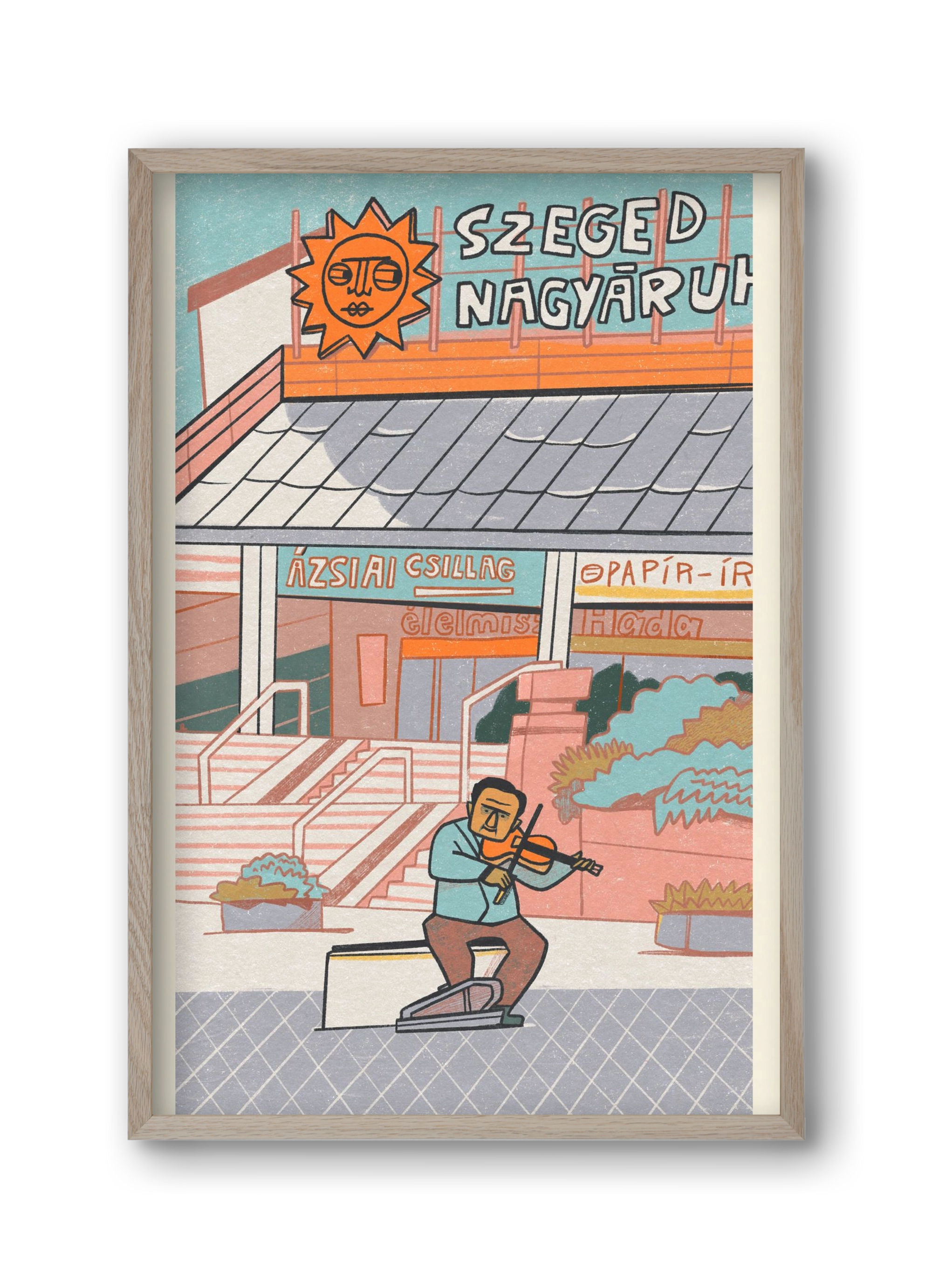 Szeged, 30x45 cm (30x45 cm), Tölgy keret