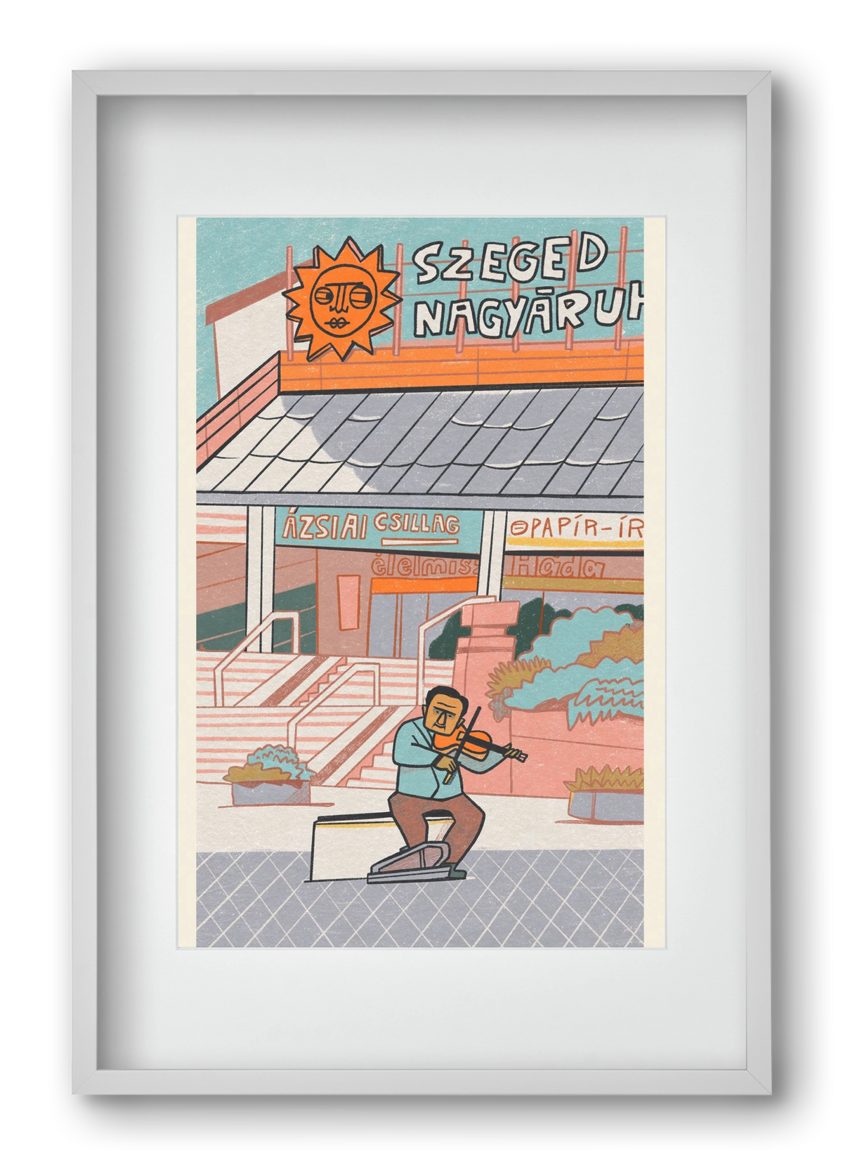 Szeged, 40x60 cm (30x45 cm), Fehér keret, paszpartuval