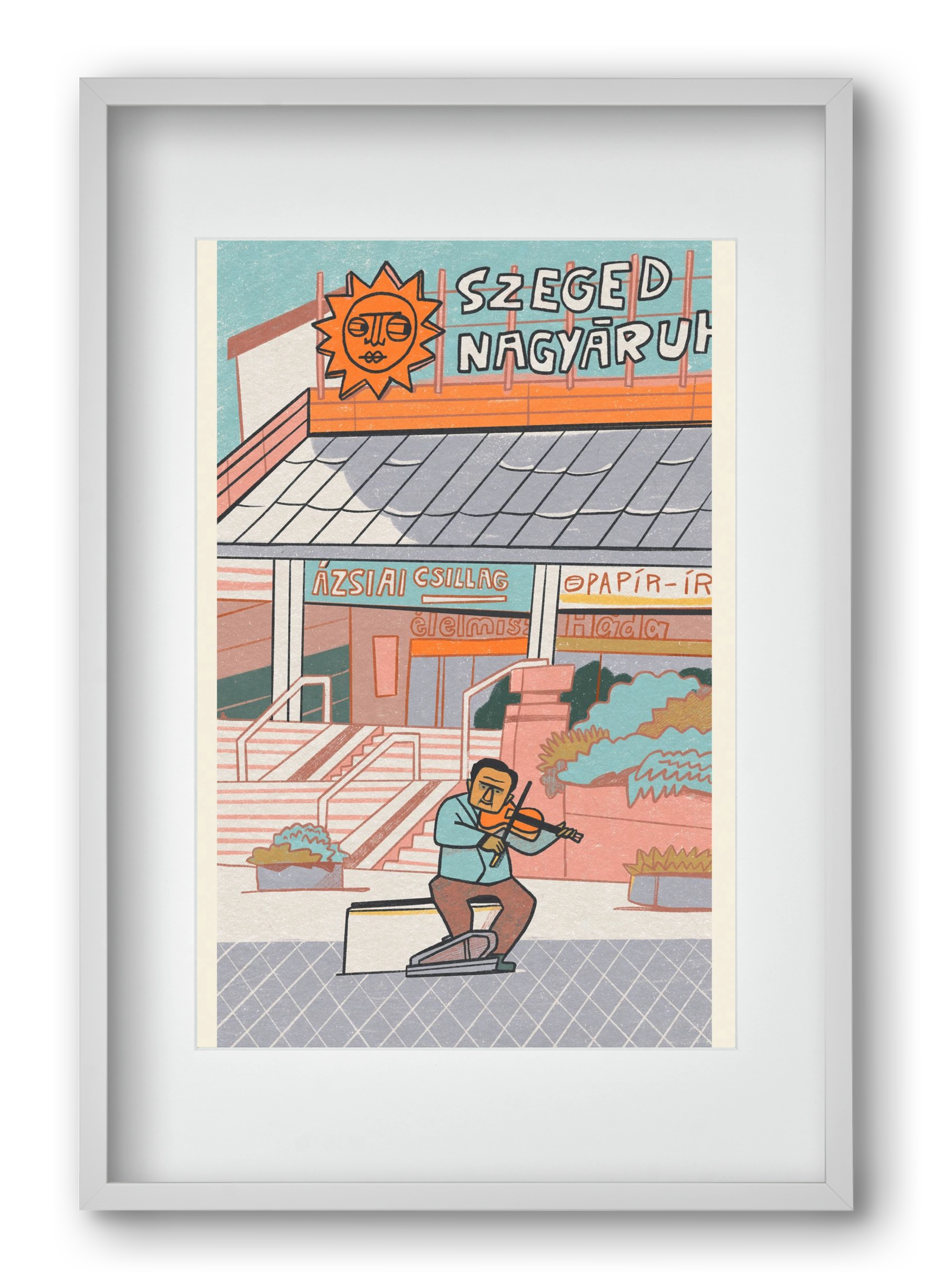 Szeged, 40x60 cm (30x45 cm), Fehér keret, paszpartuval