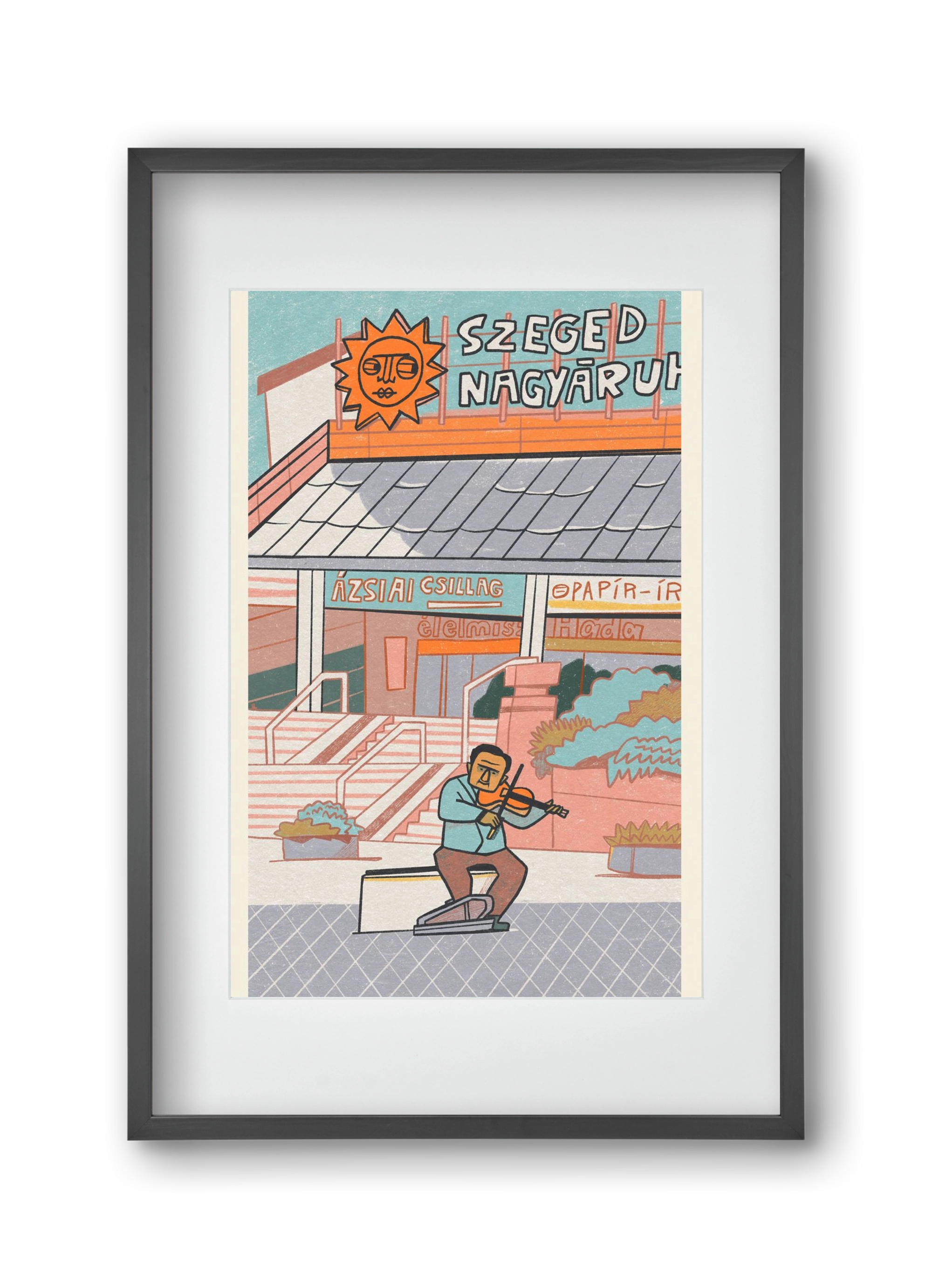 Szeged, 30x45 cm (20x30 cm), Fekete keret, paszpartuval