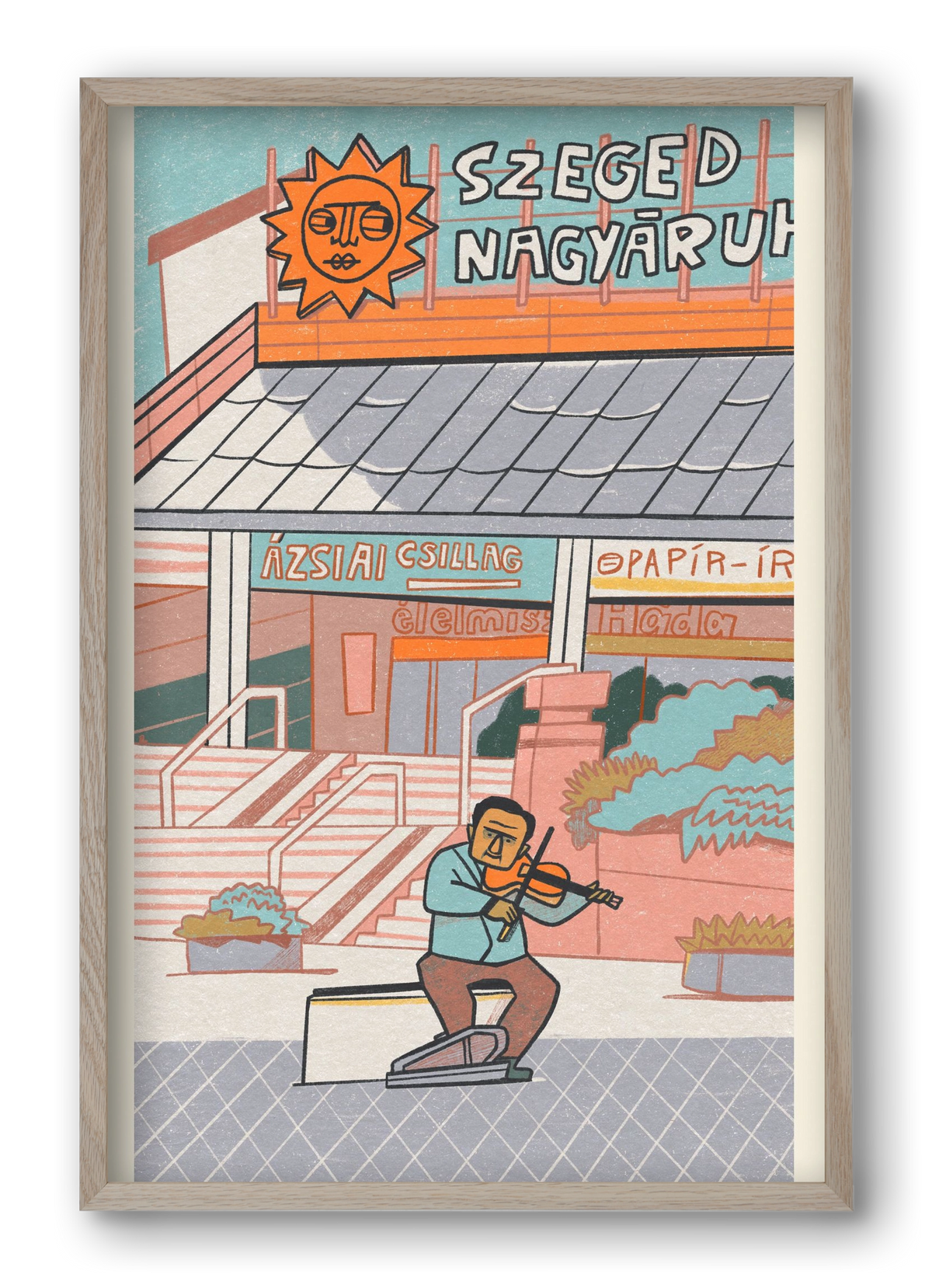 Szeged, 40x60 cm (40x60 cm), Tölgy keret