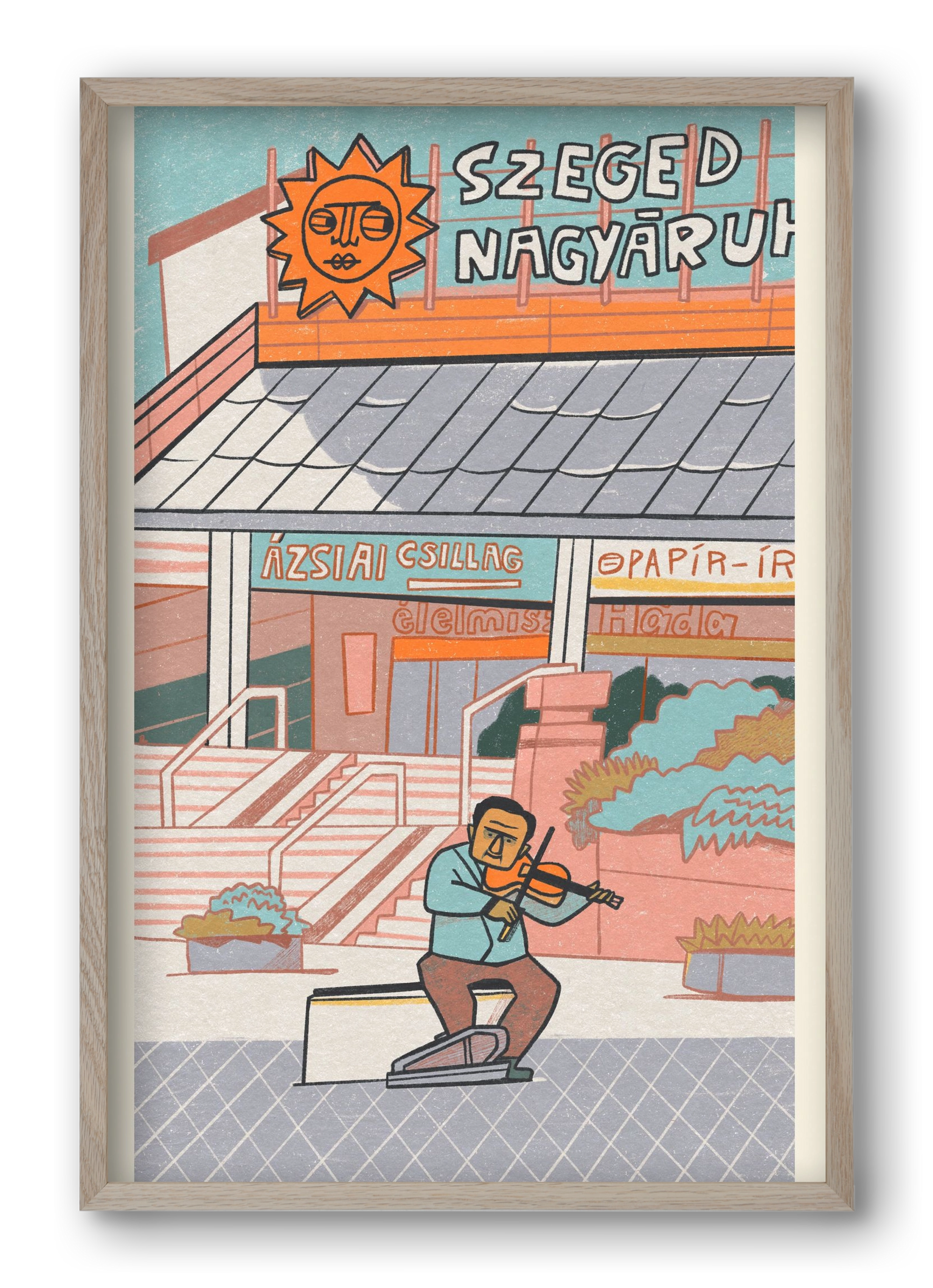 Szeged, 40x60 cm (40x60 cm), Tölgy keret