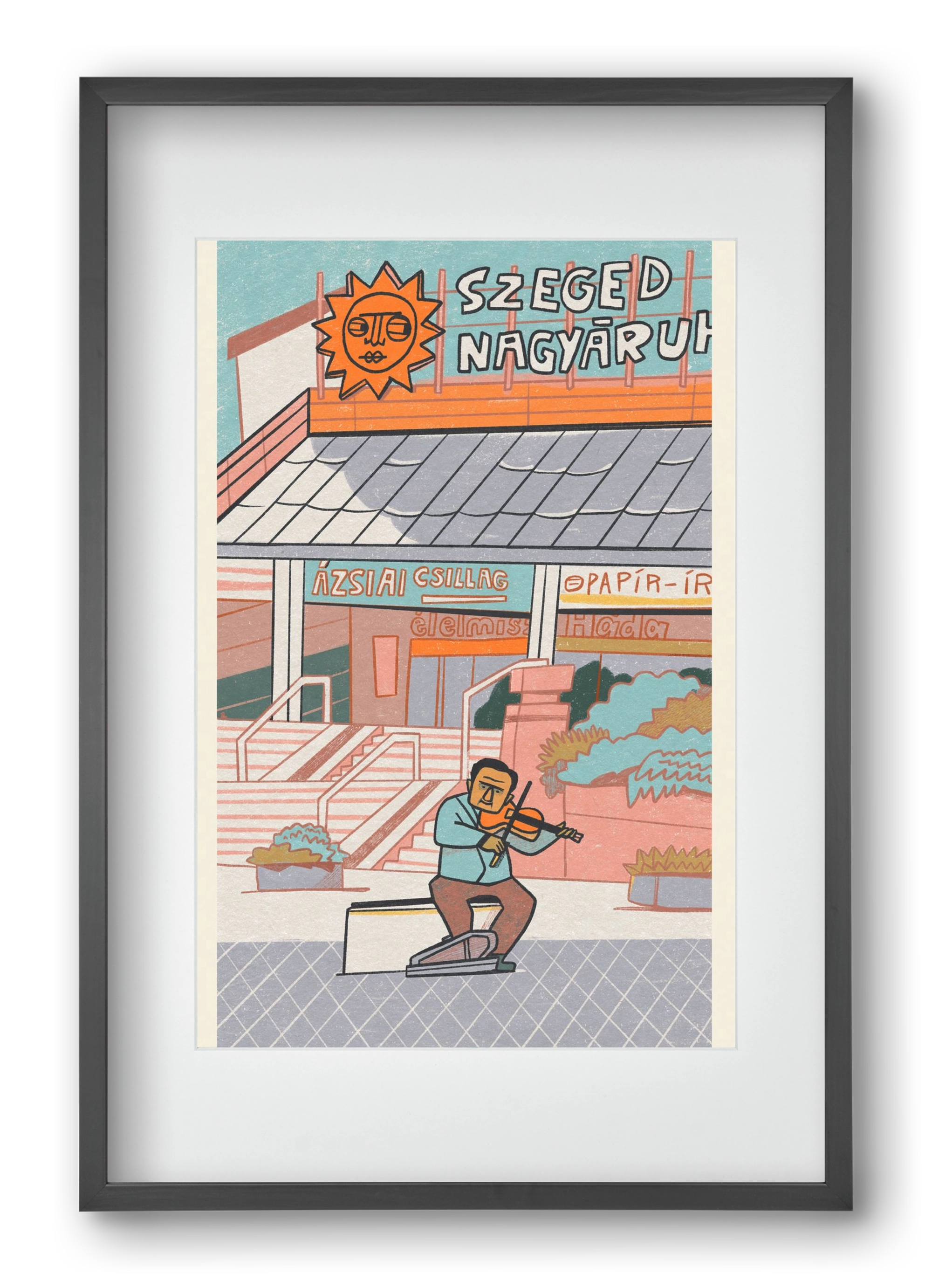 Szeged, 40x60 cm (30x45 cm), Fekete keret, paszpartuval