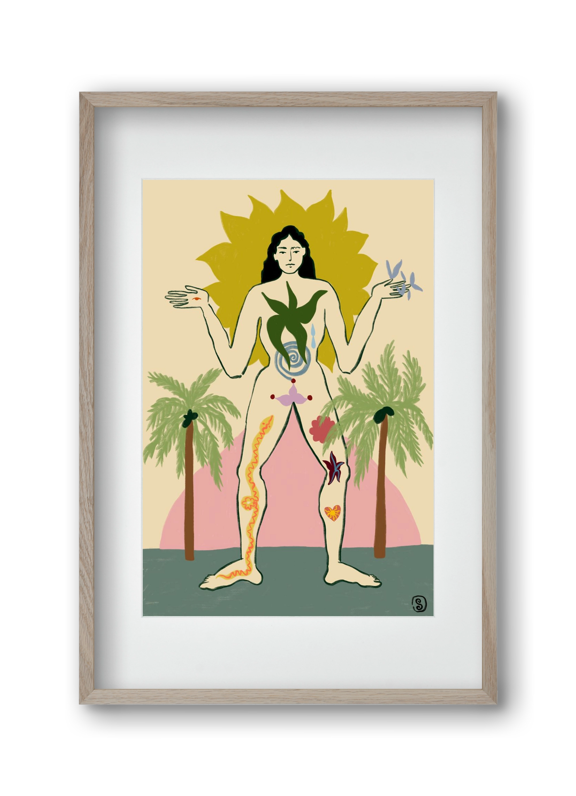 MOTHER, 30x45 cm (20x30 cm), Tölgy keret, paszpartuval