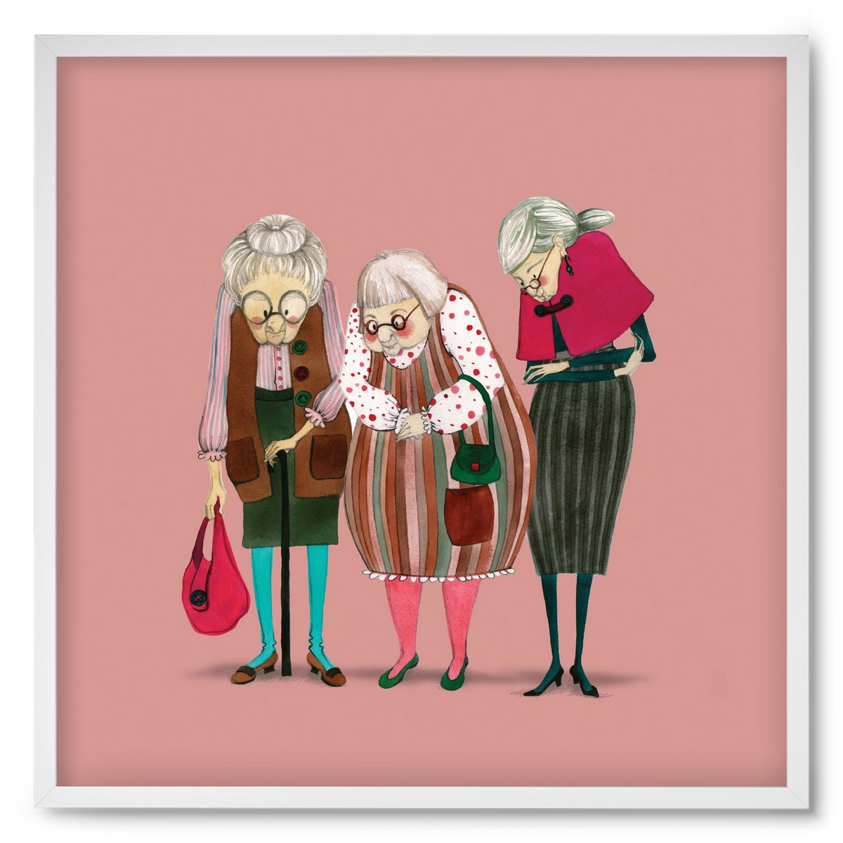 OLD LADIES, 50x50 cm (50x50 cm), Fehér keret