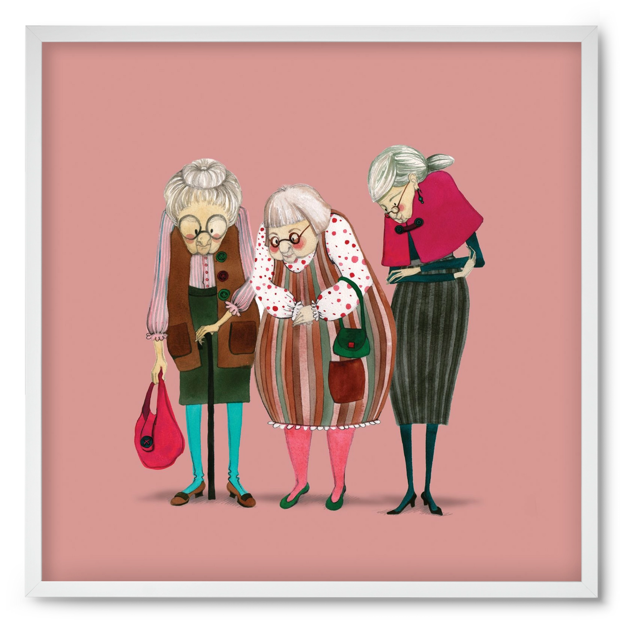 OLD LADIES, 50x50 cm (50x50 cm), Fehér keret