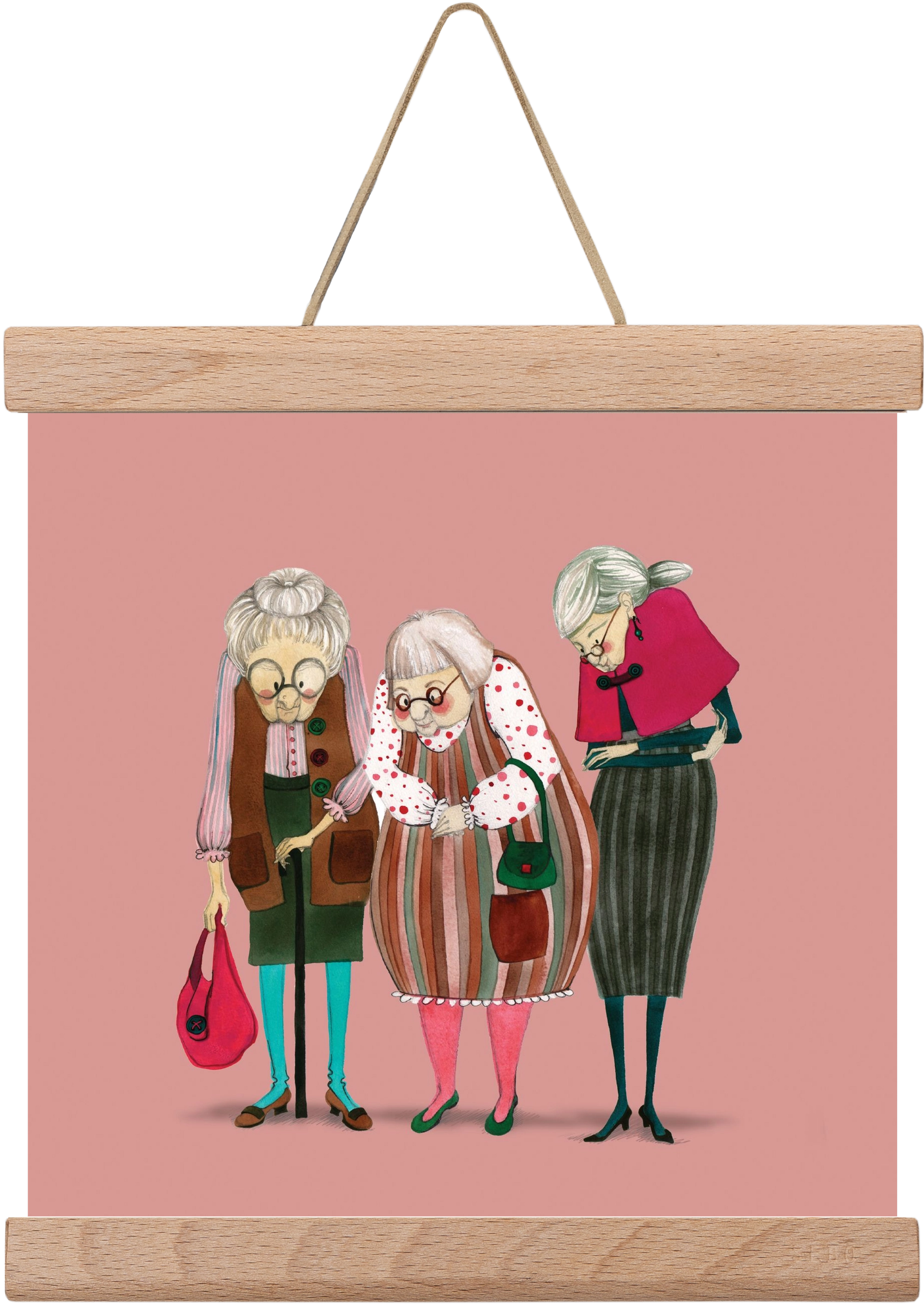 OLD LADIES, 20x20 cm (20x20 cm), Tölgy akasztó