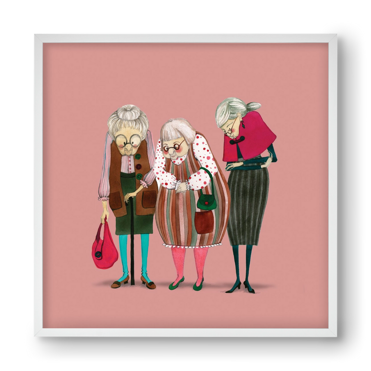 OLD LADIES, 40x40 cm (40x40 cm), Fehér keret