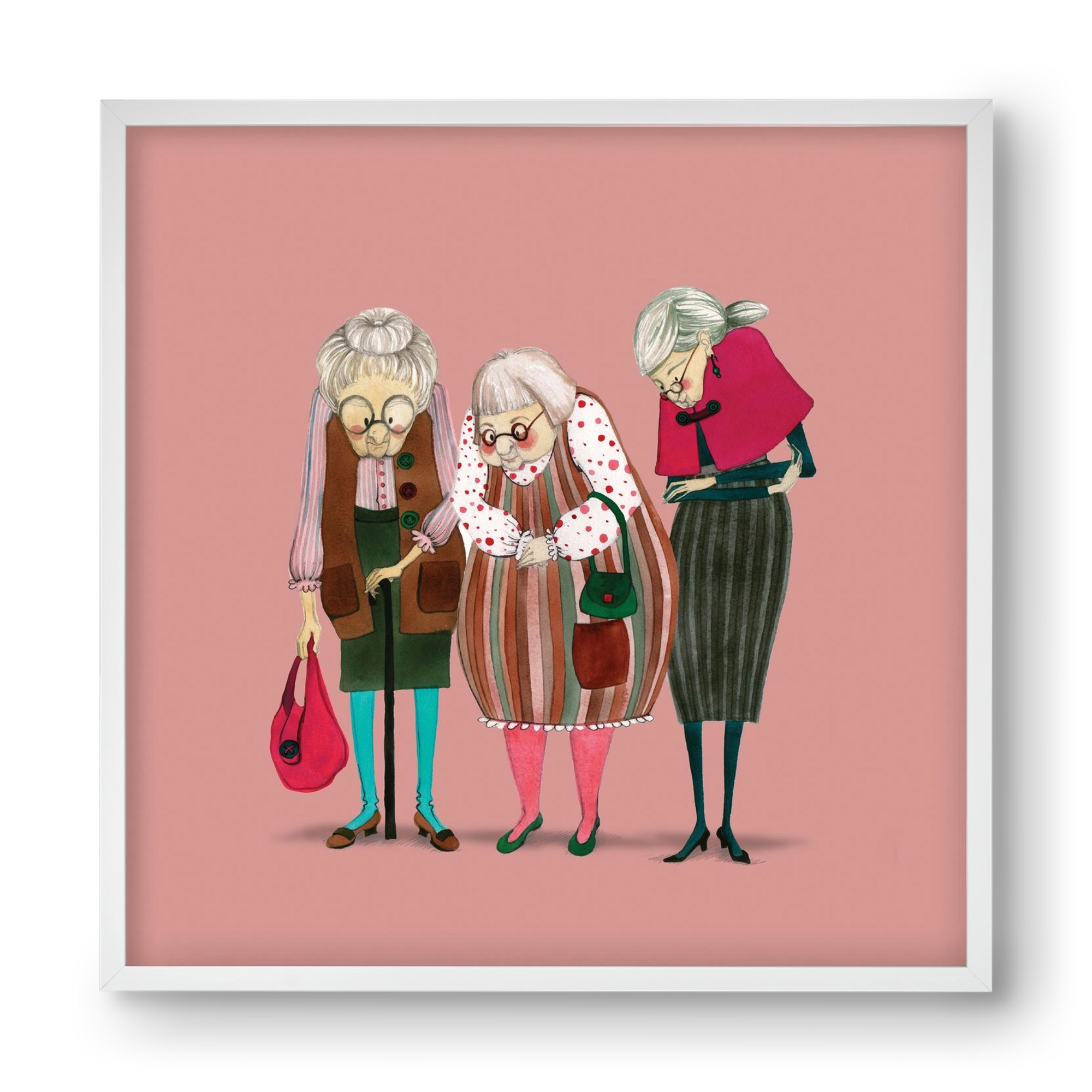 OLD LADIES, 40x40 cm (40x40 cm), Fehér keret