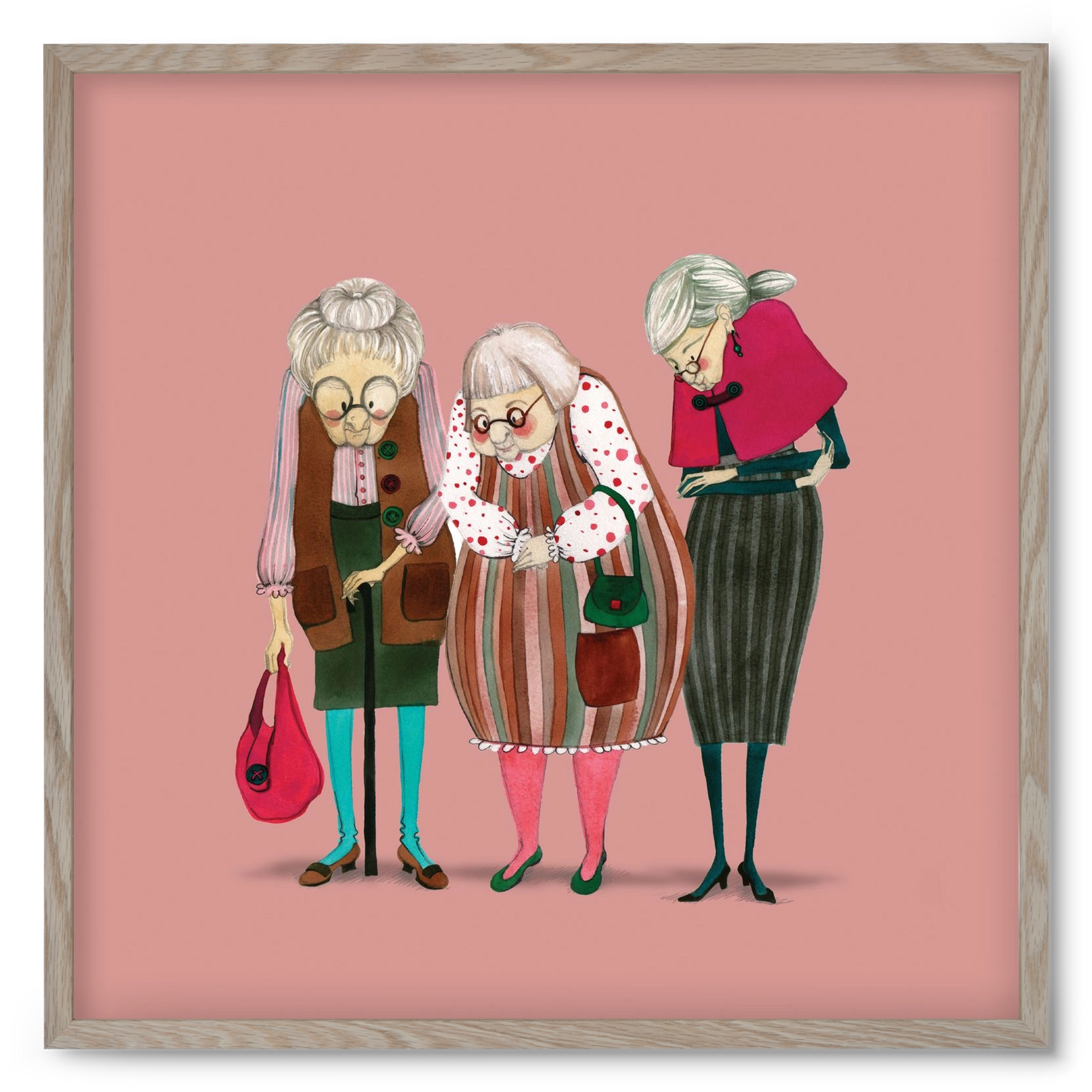 OLD LADIES, 50x50 cm (50x50 cm), Tölgy keret