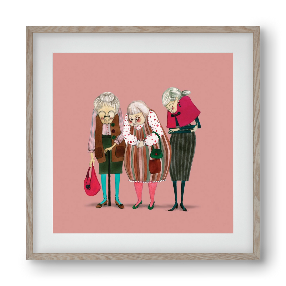 OLD LADIES, 40x40 cm (30x30 cm), Tölgy keret, paszpartuval