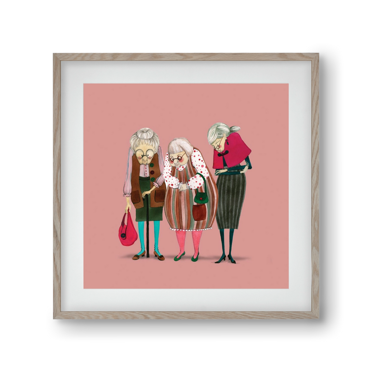 OLD LADIES, 30x30 cm (20x20 cm), Tölgy keret, paszpartuval