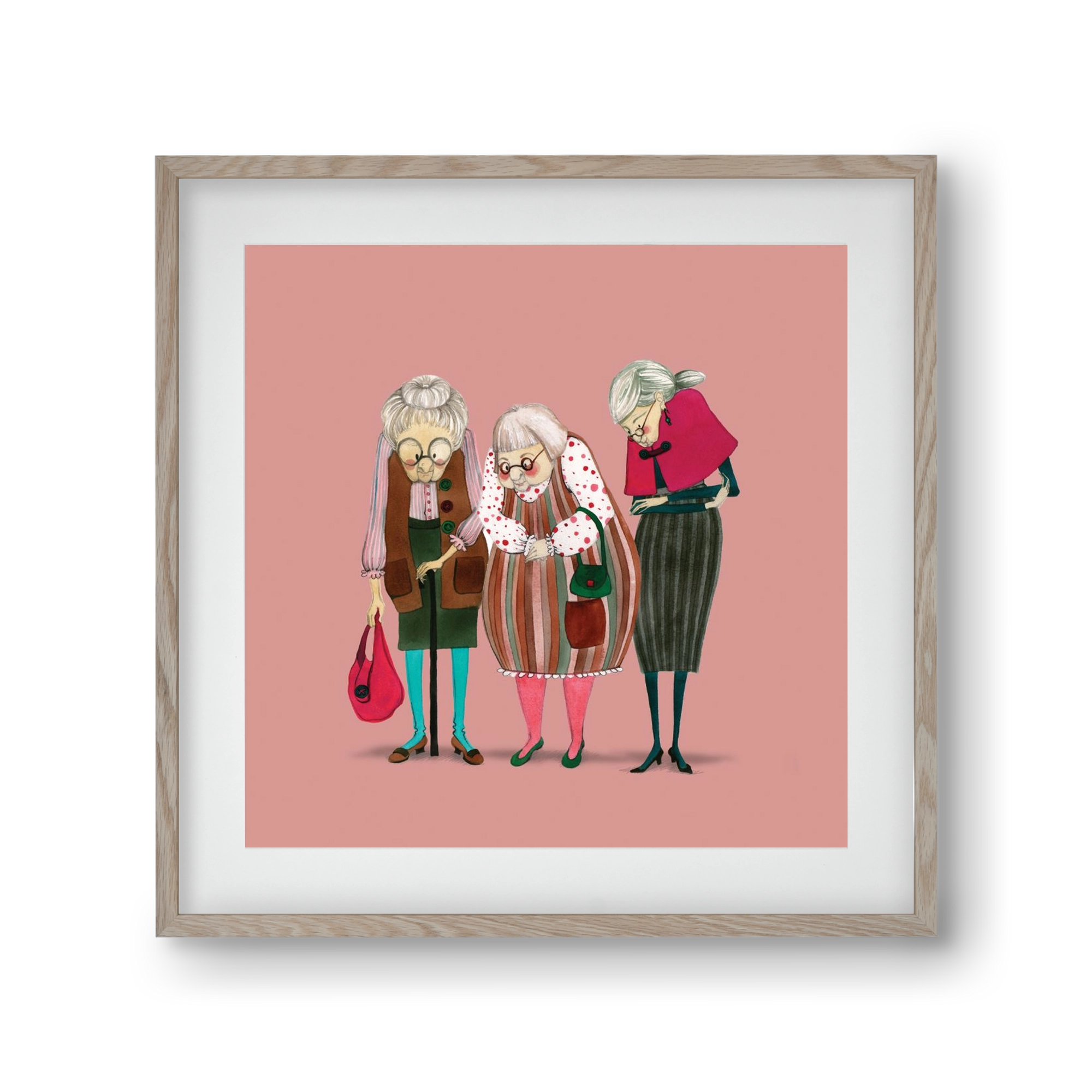 OLD LADIES, 30x30 cm (20x20 cm), Tölgy keret, paszpartuval