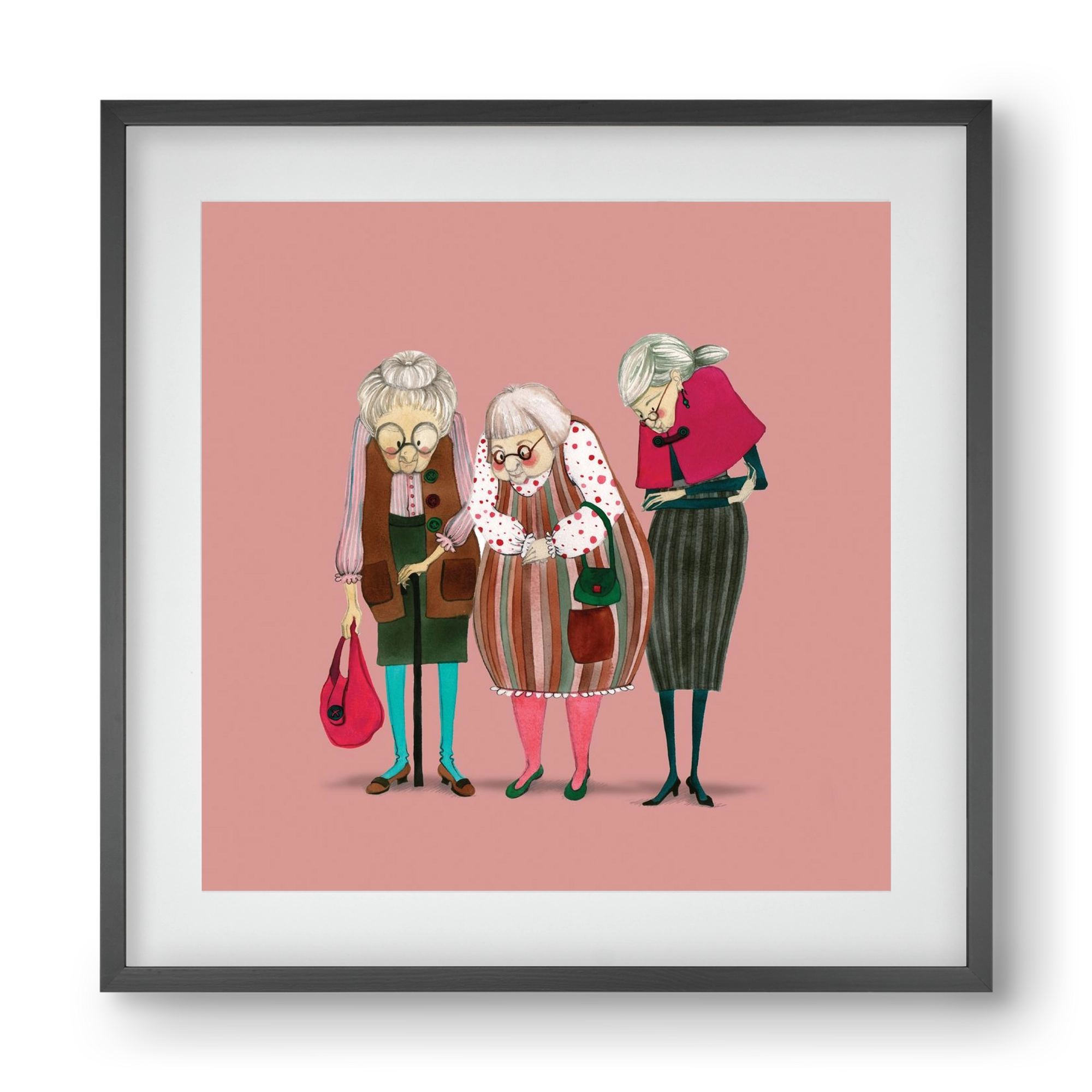 OLD LADIES, 40x40 cm (30x30 cm), Fekete keret, paszpartuval