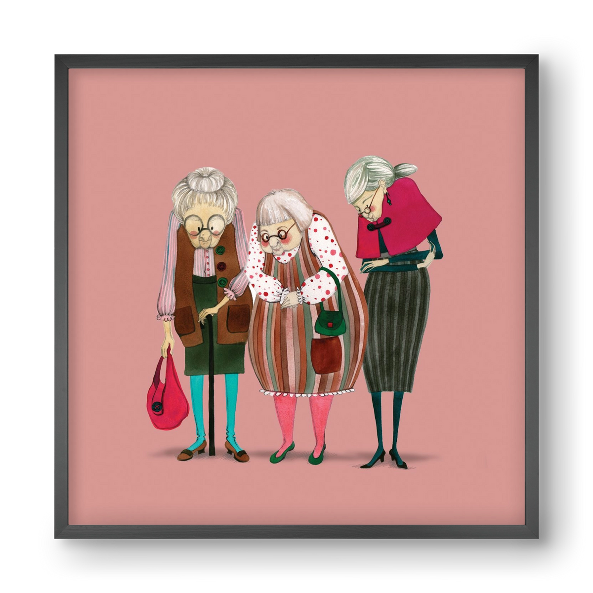 OLD LADIES, 40x40 cm (40x40 cm), Fekete keret