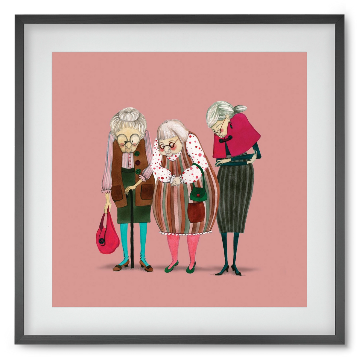 OLD LADIES, 50x50 cm (40x40 cm), Fekete keret, paszpartuval