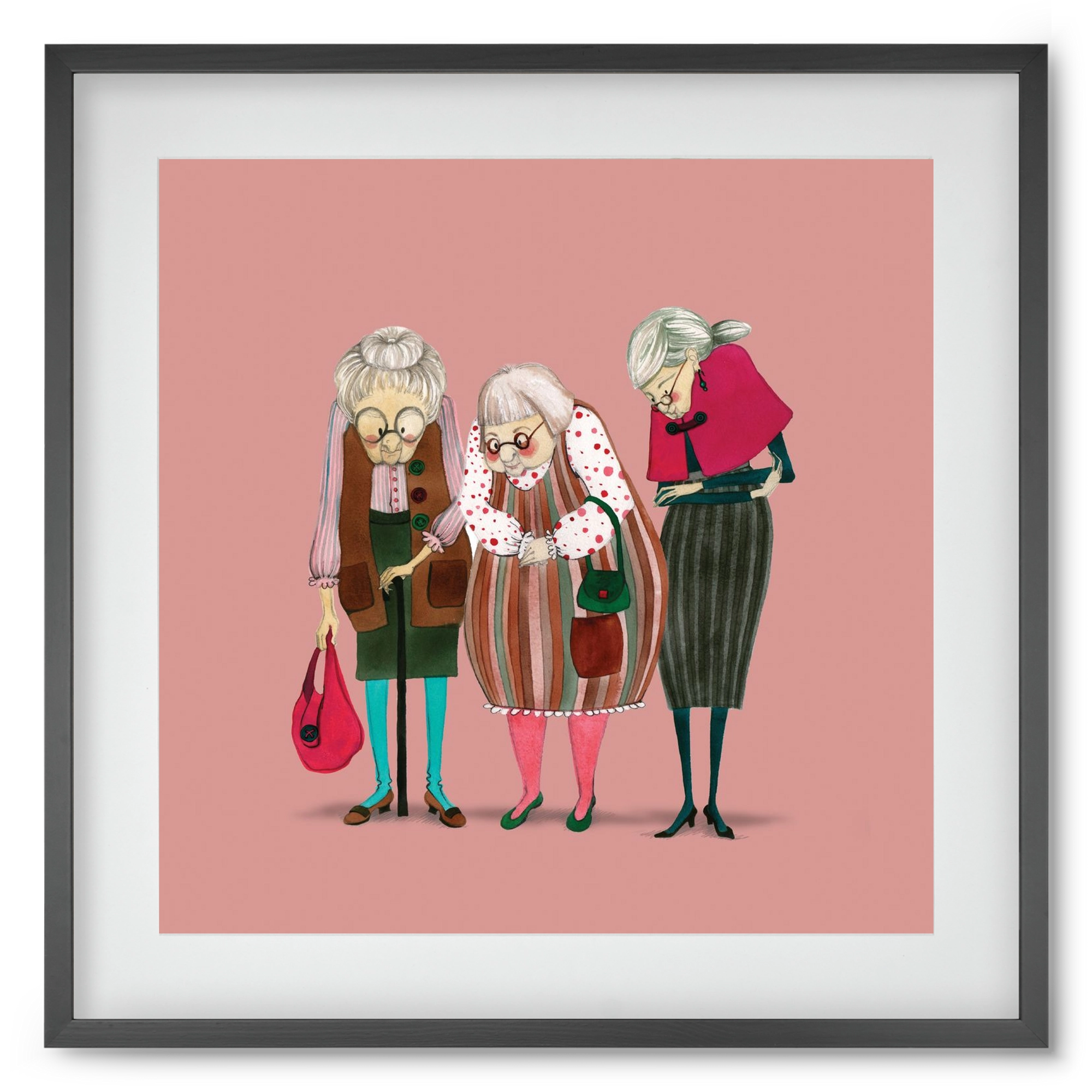 OLD LADIES, 50x50 cm (40x40 cm), Fekete keret, paszpartuval