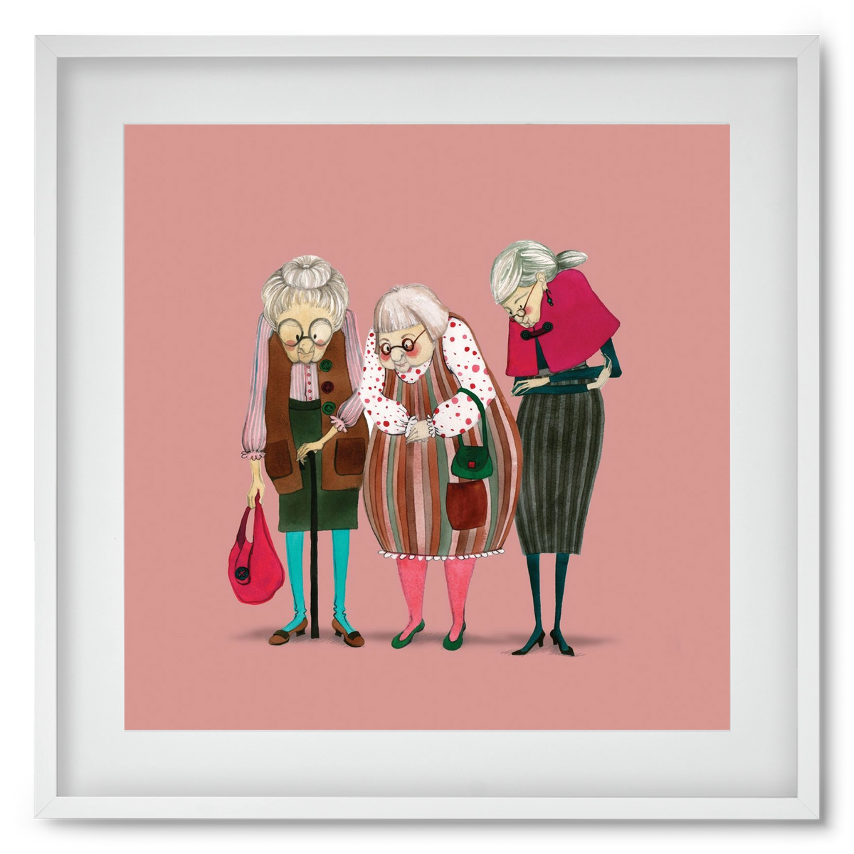 OLD LADIES, 50x50 cm (40x40 cm), Fehér keret, paszpartuval